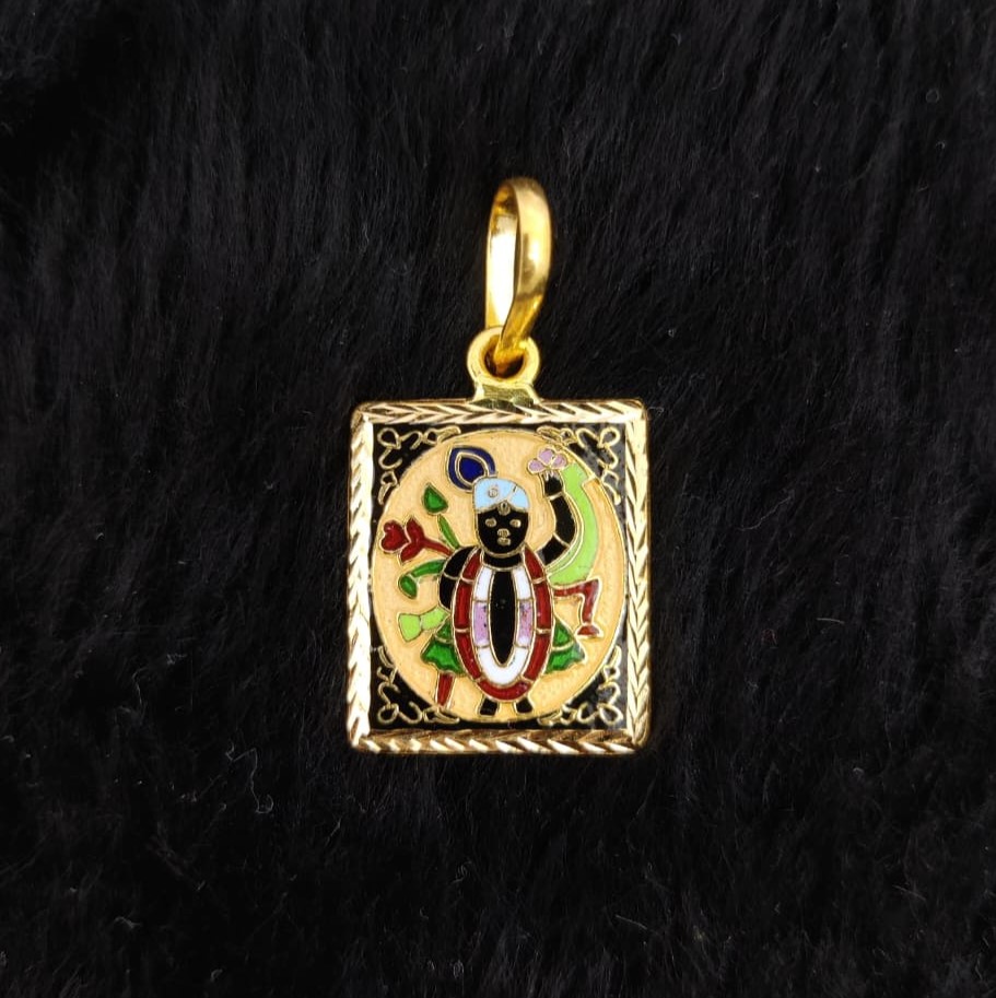 916 Gold Shreenathji Minakari Pendant