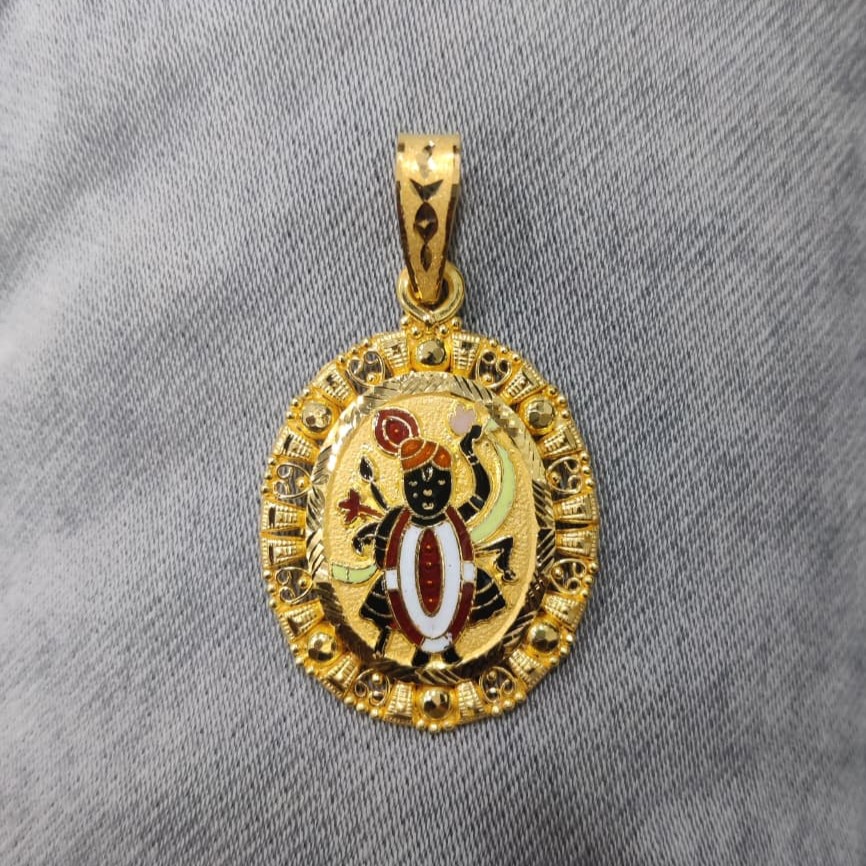 916 Gold Shreenathji Minakari Pendant