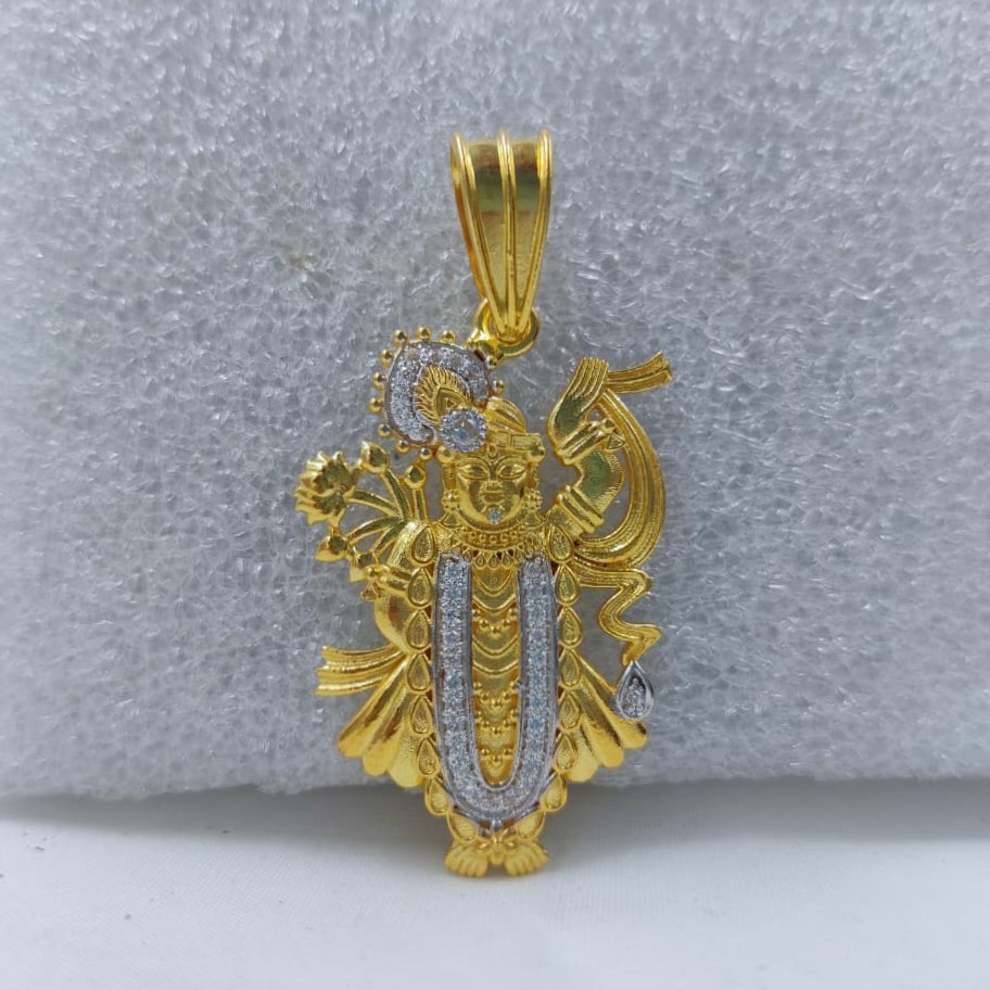 916 Gold Shreenathji Minakari Pendant