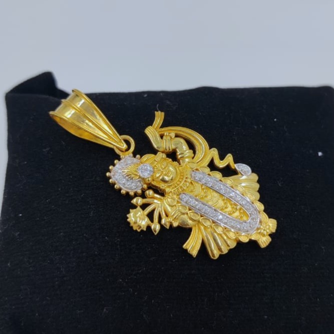 916 Gold Shreenathji Minakari Pendant