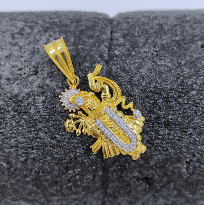 916 Gold Shreenathji Minakari Pendant