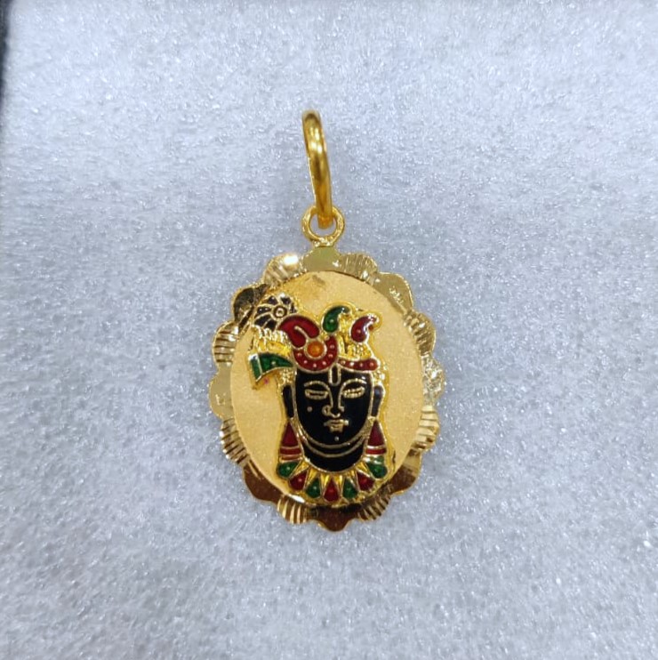 916 Gold Shreenathji Minakari Pendant