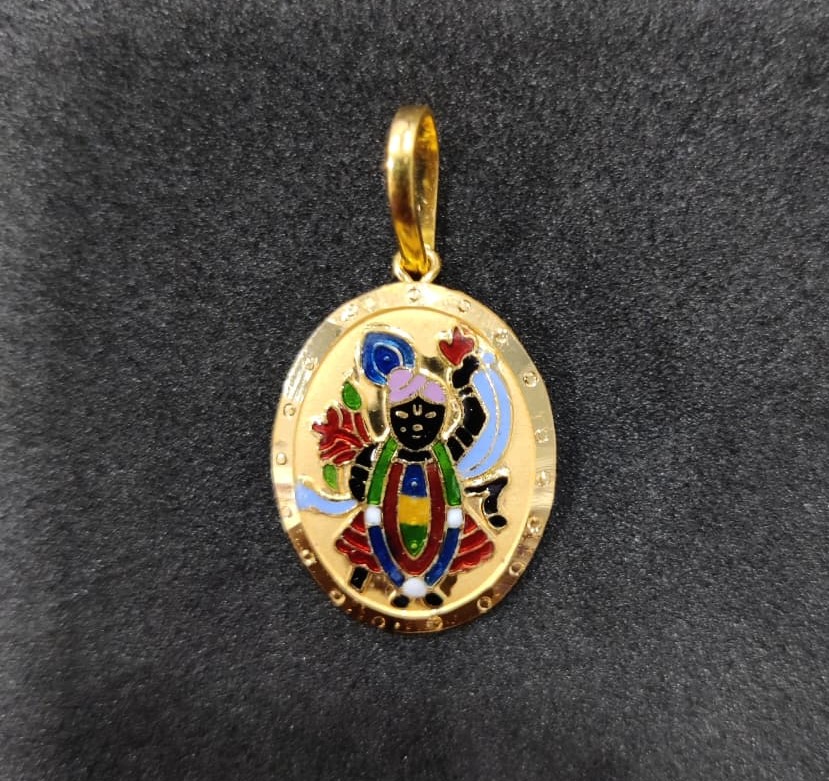 916 Gold Shreenathji Minakari Pendant