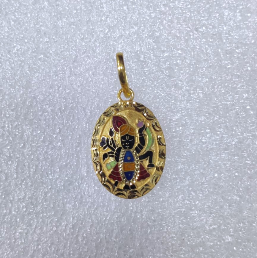 916 Gold Shreenathji Minakari Pendant