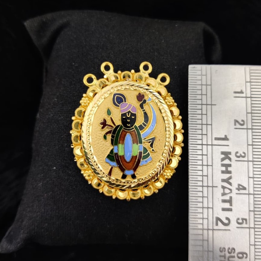 916 Gold Shreenathji Minakari Pendant