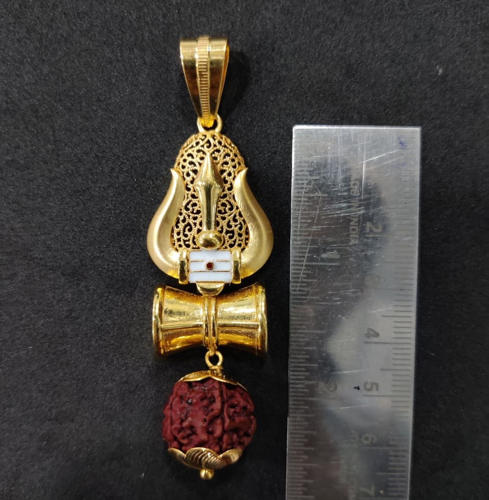 916 Gold Fancy Trishul Pendant