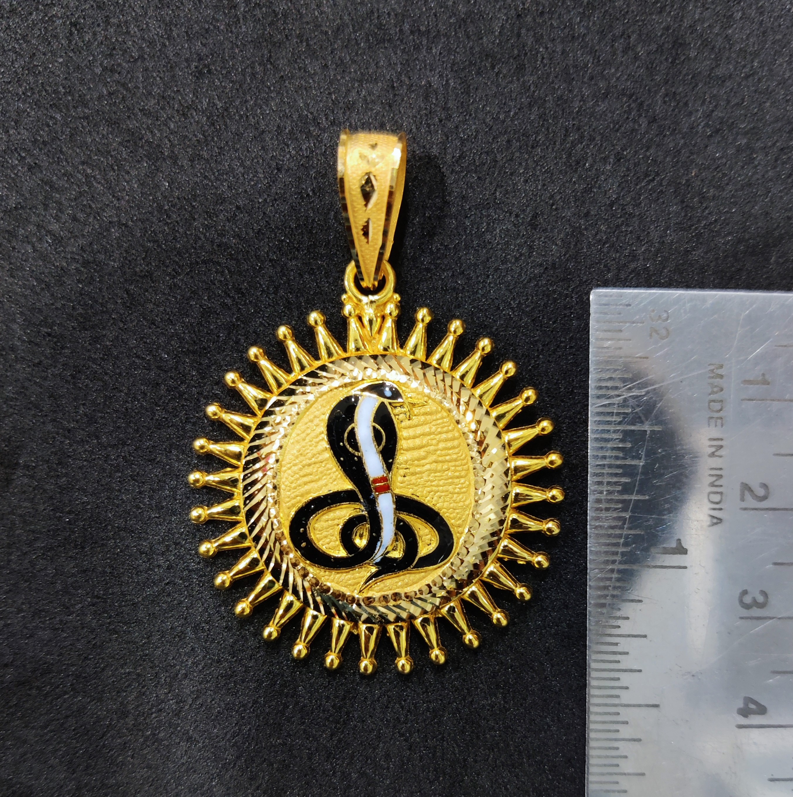 916 Gold Minakari Goga Maharaj Pendant-7