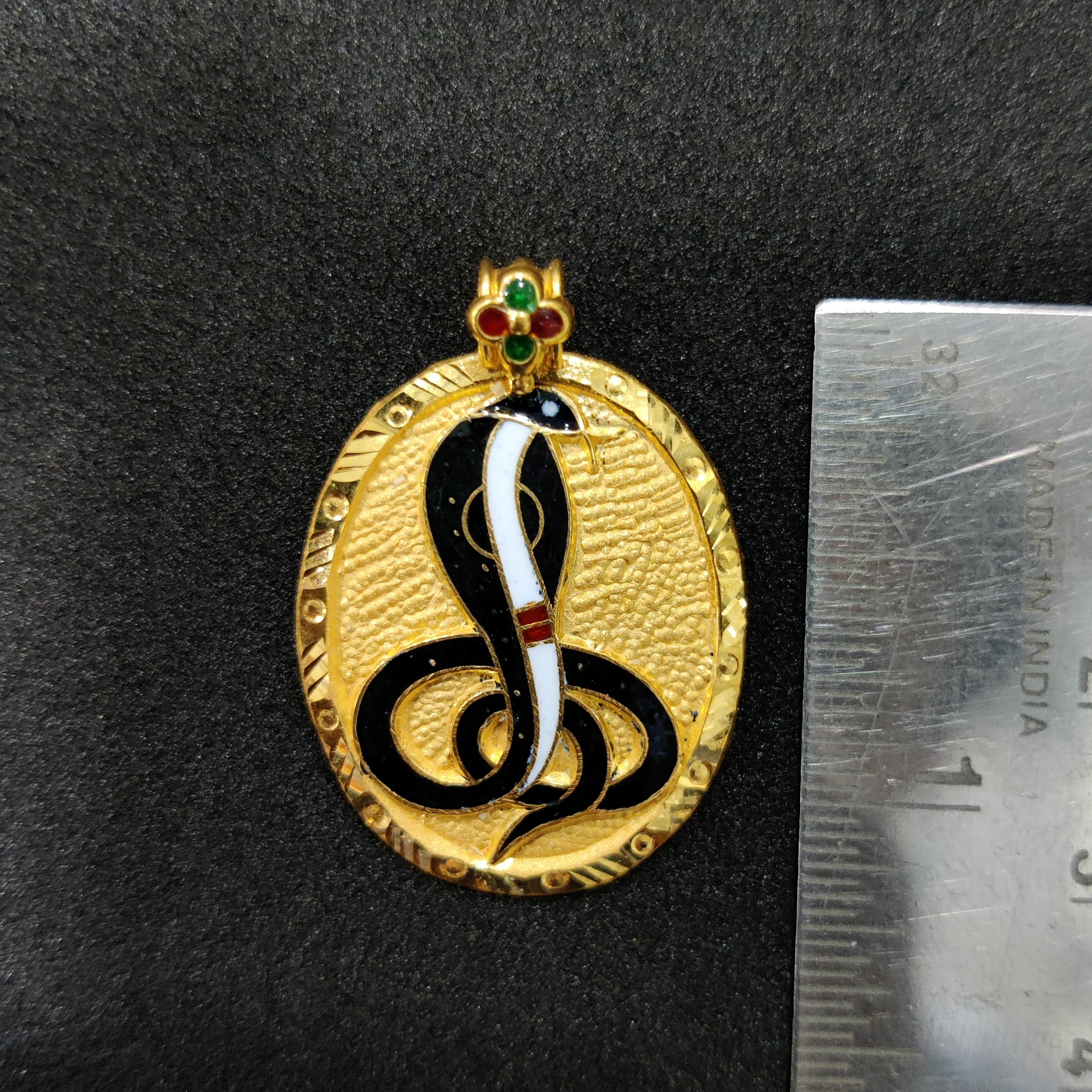 916 Gold Minakari Goga Maharaj Pendant-9