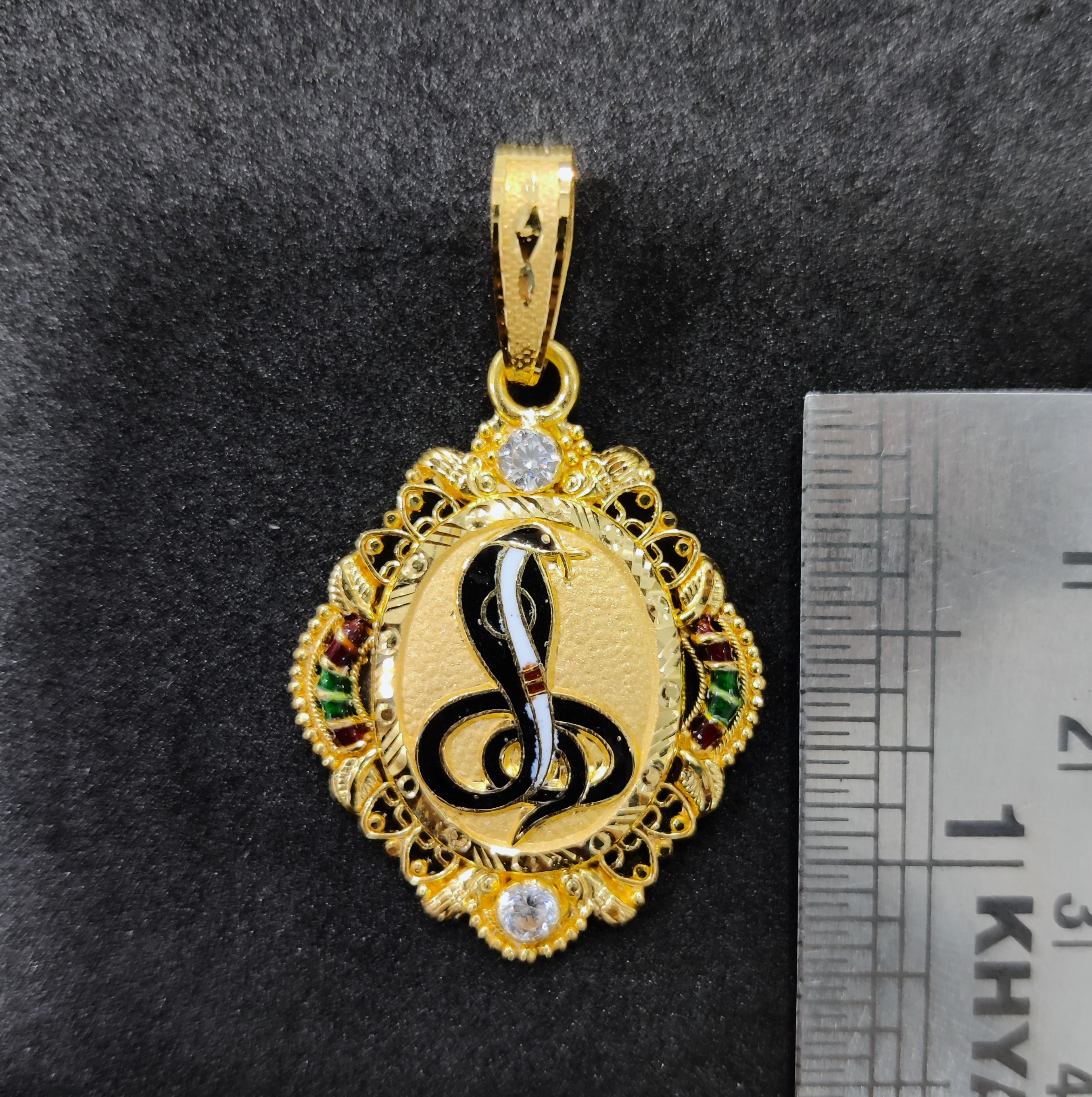 916 Gold Goga Maharaj Minakari Pendant-14