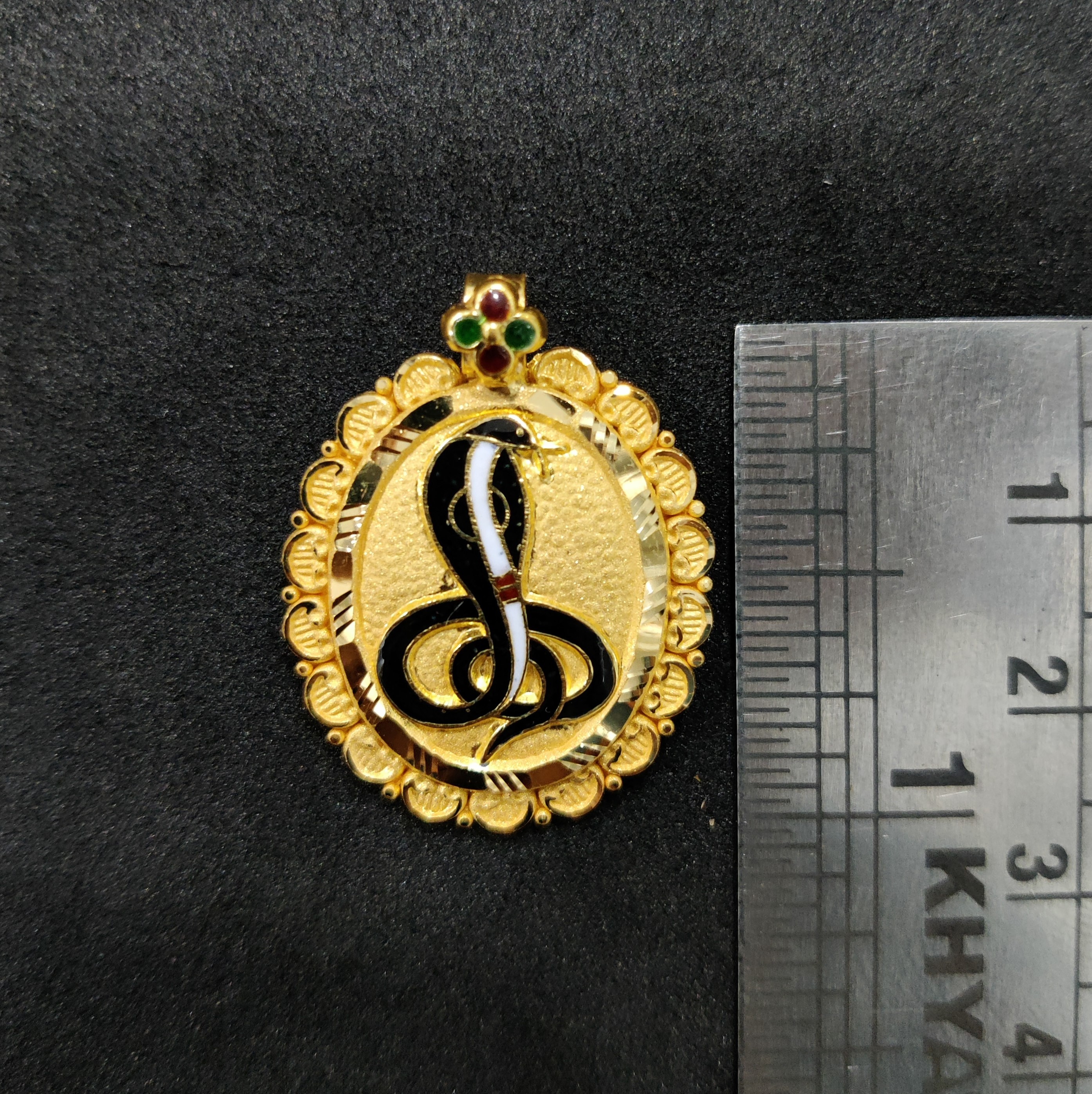 916 Gold Goga Maharaj Minakari Pendant-15
