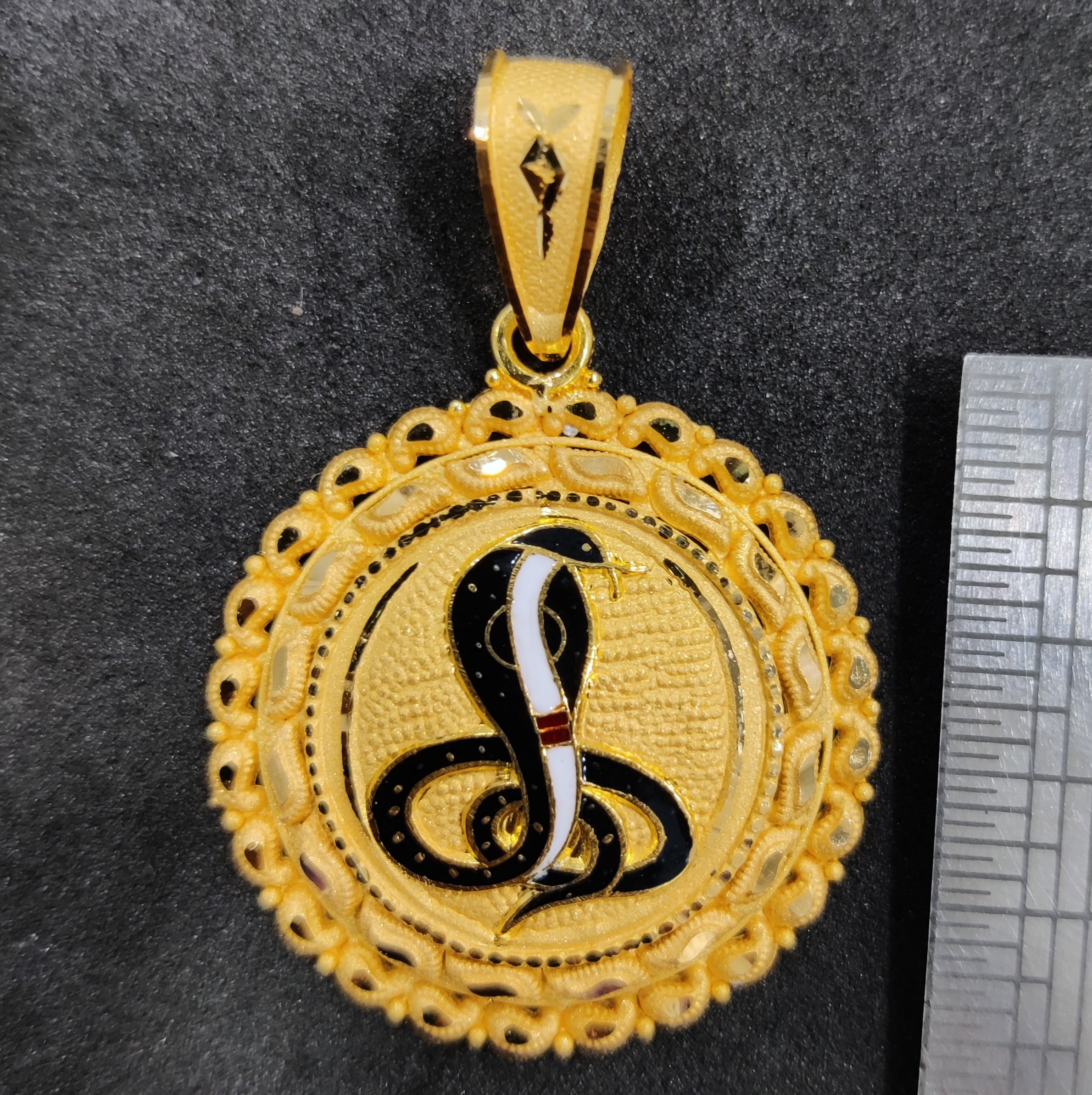 916 Gold Goga Maharaj Minakari Pendant-18