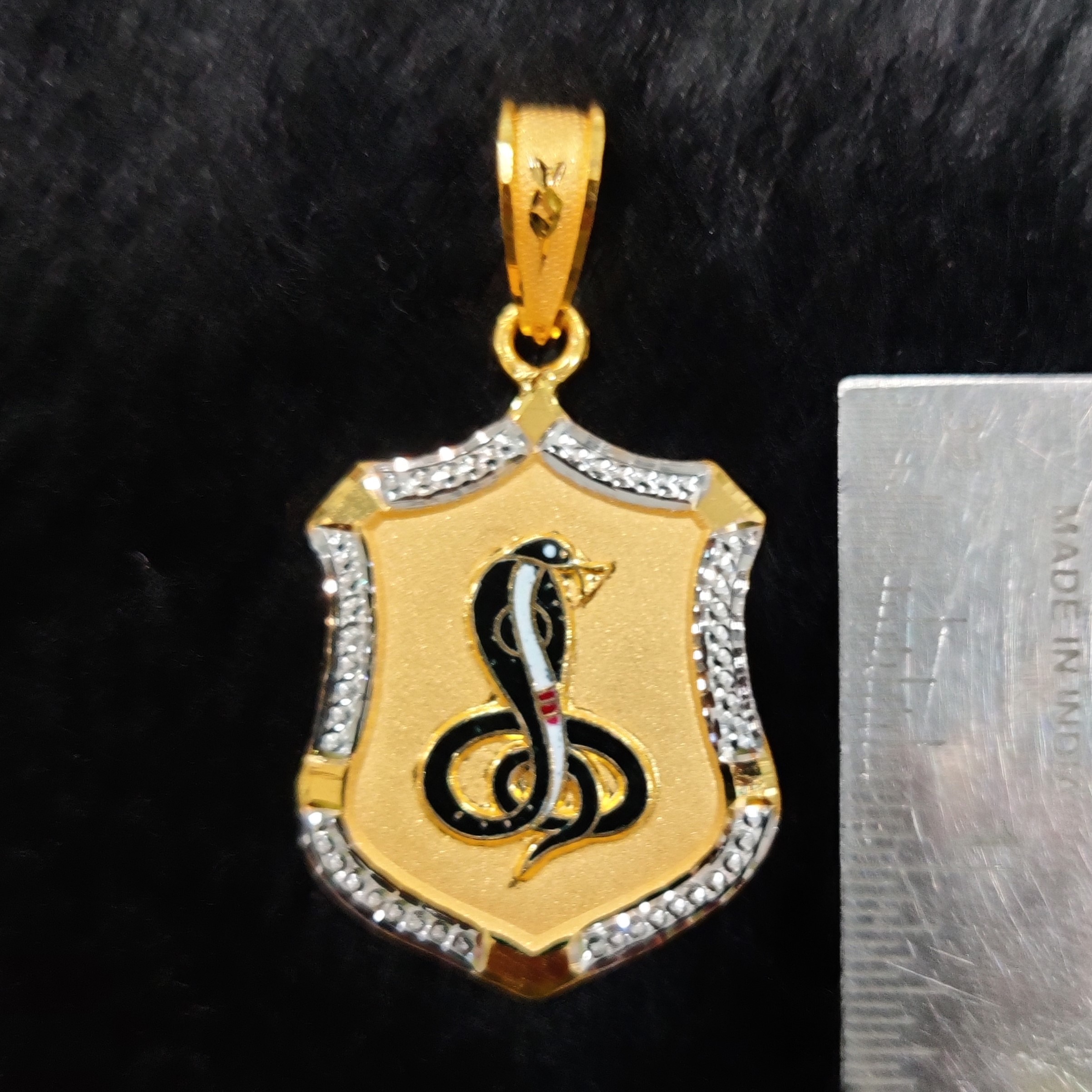 916 Gold Goga Maharaj Minakari Pendant-19