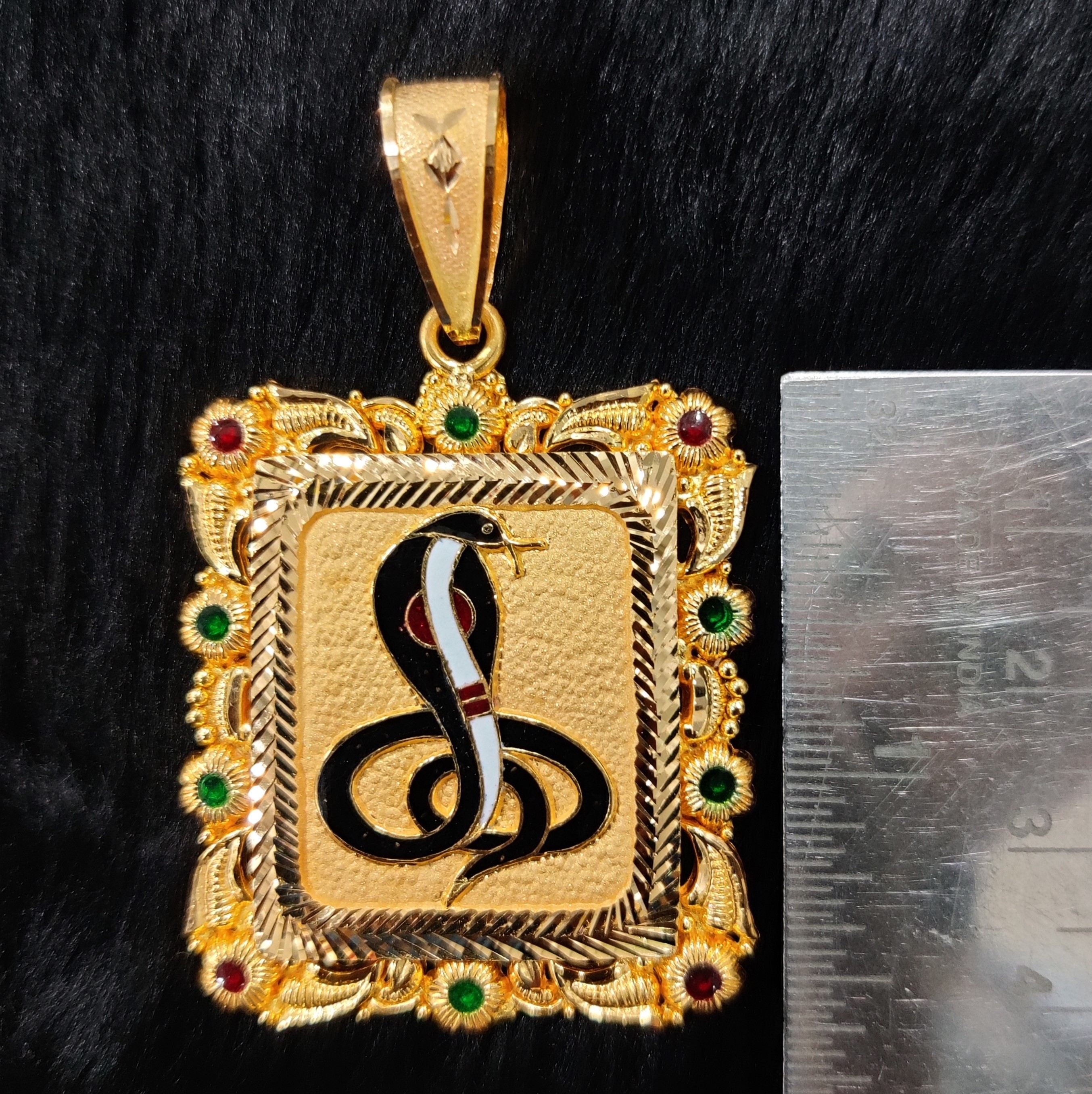 916 Gold Goga Maharaj Minakari Pendant-20