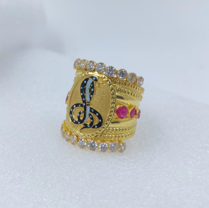 916 Gold Goga Maharaj Minakari Ring