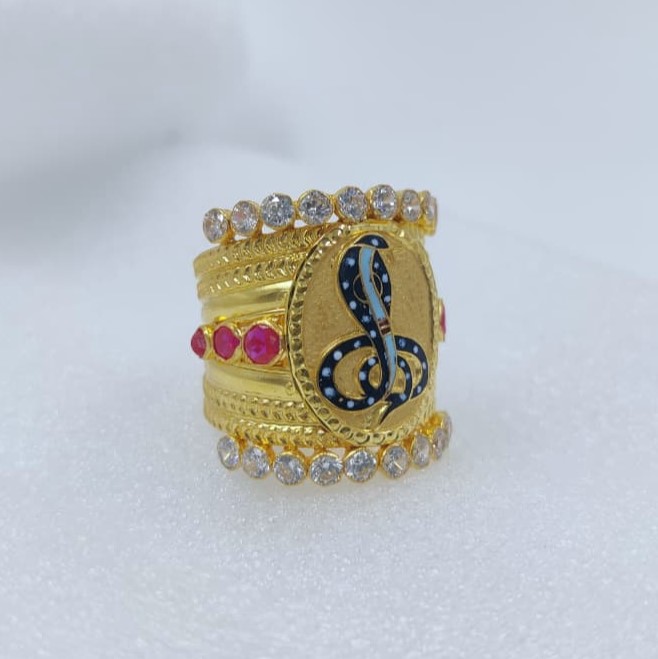 916 Gold Goga Maharaj Minakari Ring