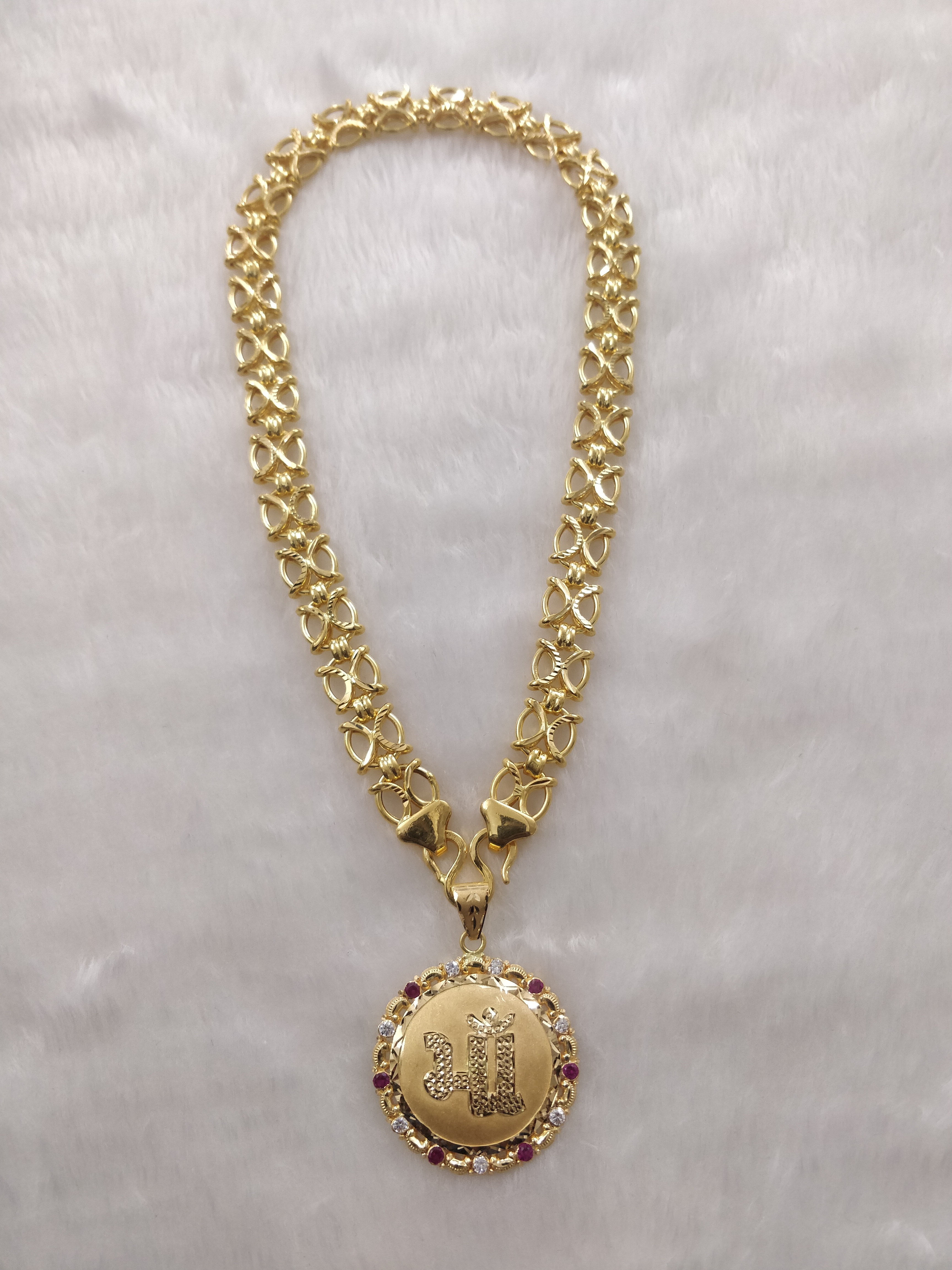 916 Gold Hollow Chain & Pendnat