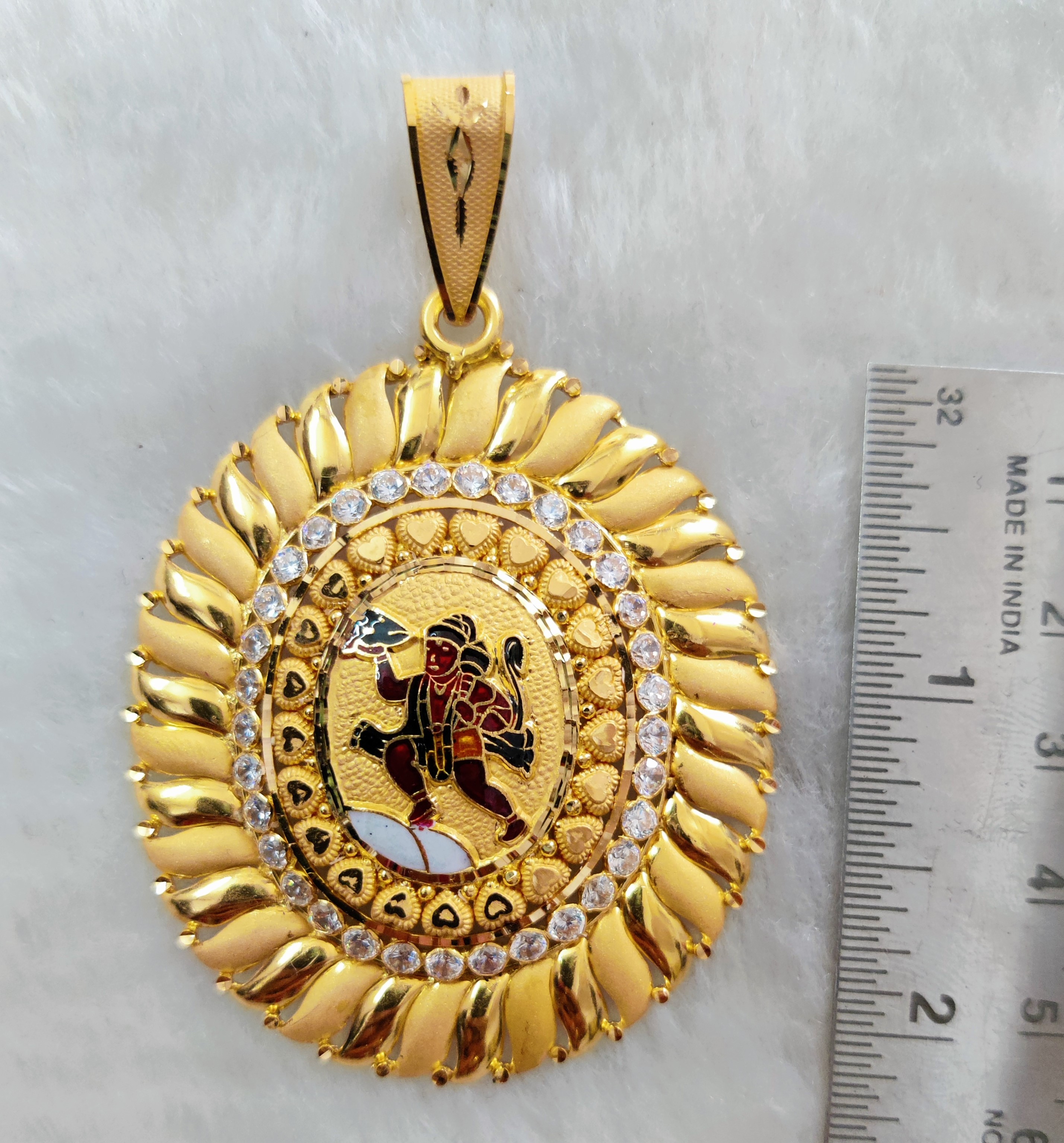 916 Gold Minakari Hanuman Pendant