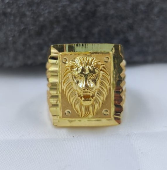 916 Gold Handmade Lion Face Ring