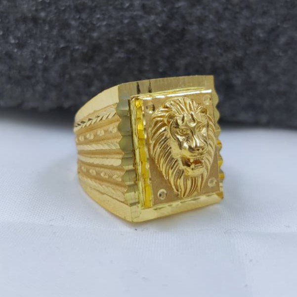 916 Gold Handmade Lion Face Ring
