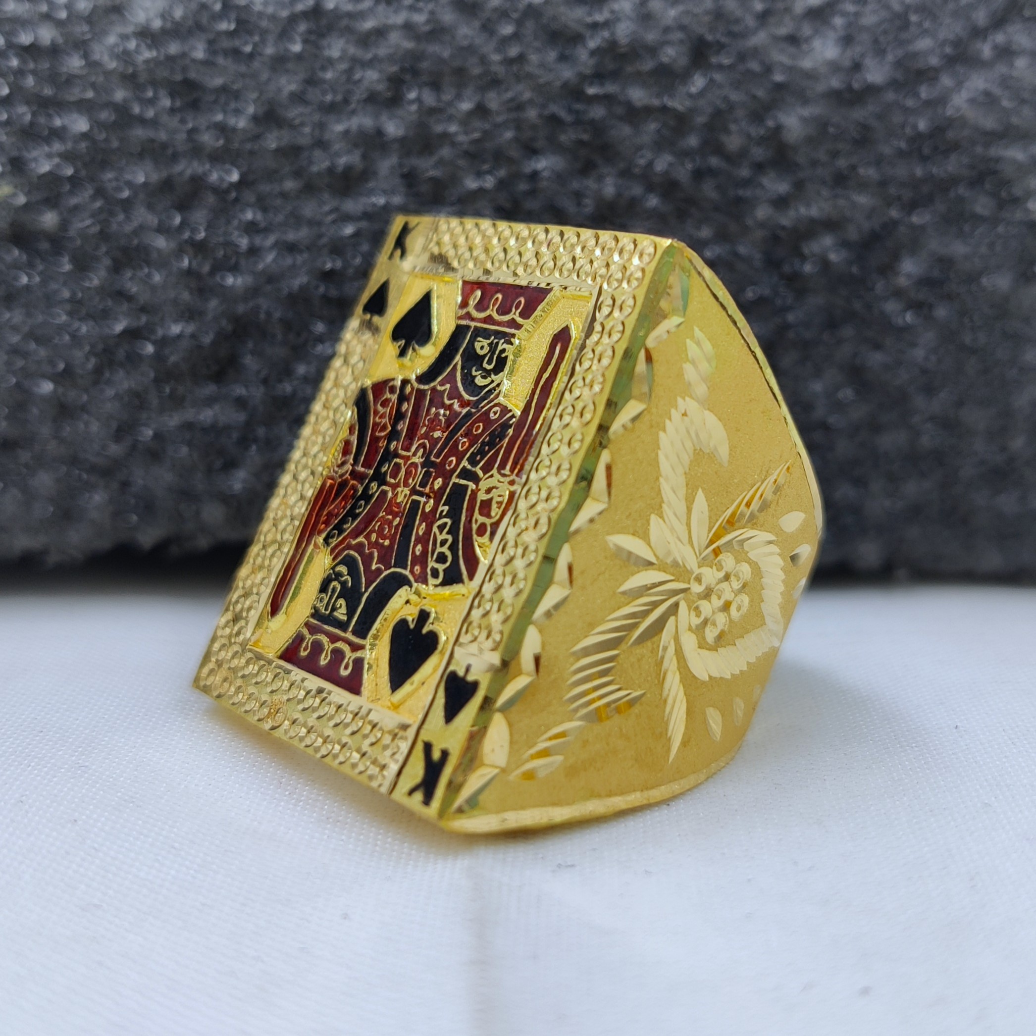 916 Gold Handmade Badshah Minakari Ring-7