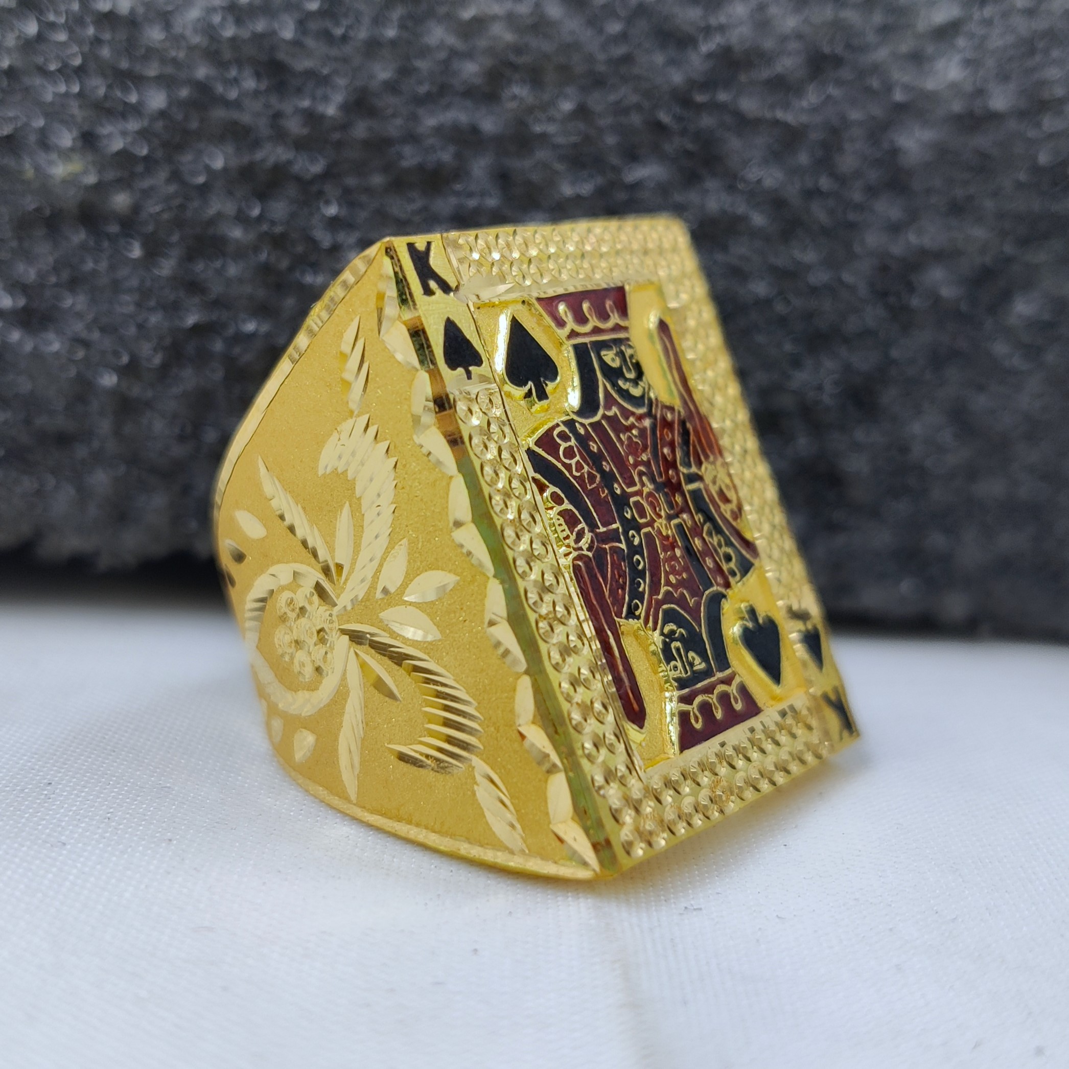 916 Gold Handmade Badshah Minakari Ring-7