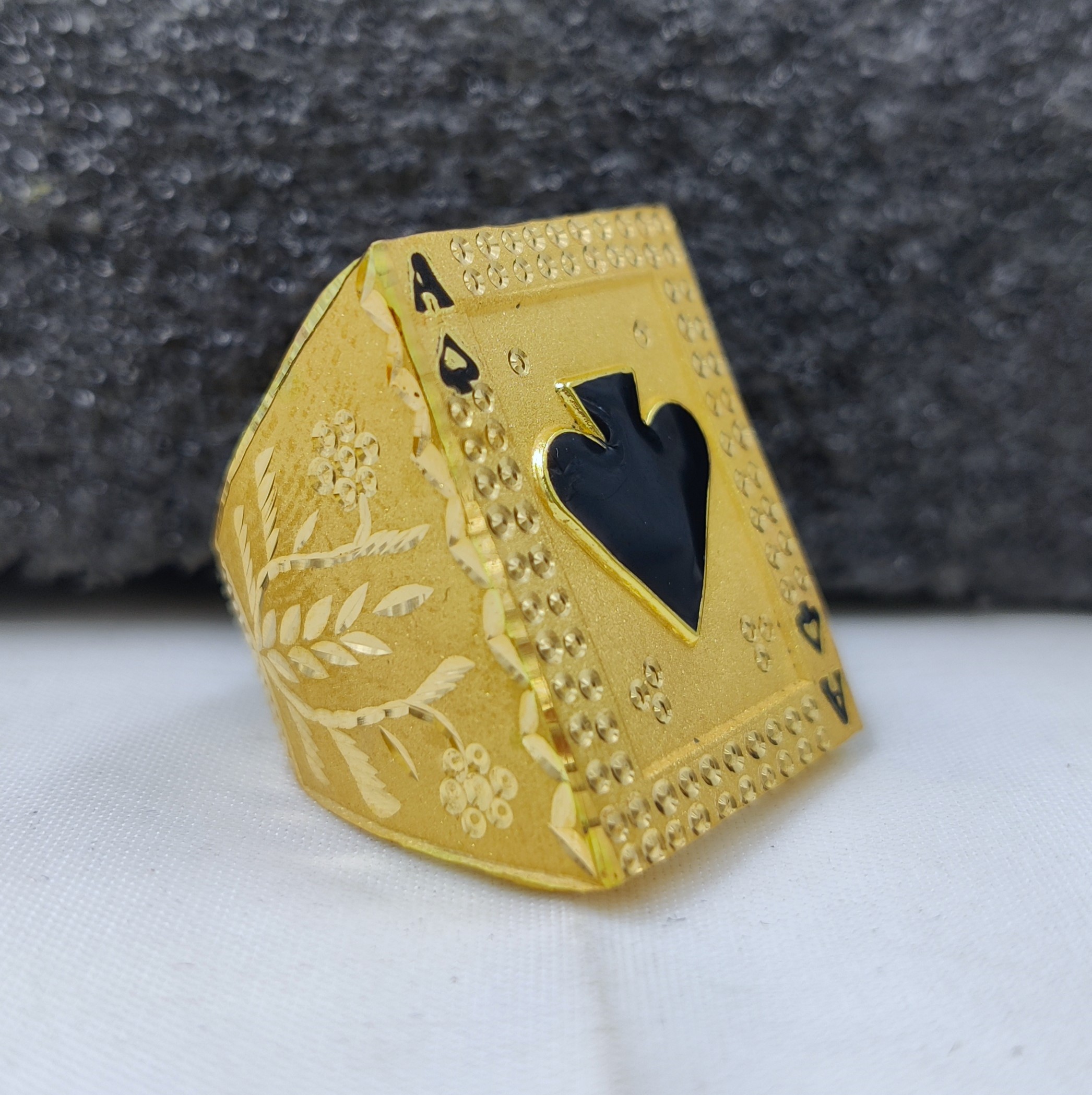 916 Gold Handmade "Ace Of Clubs" Ring-8