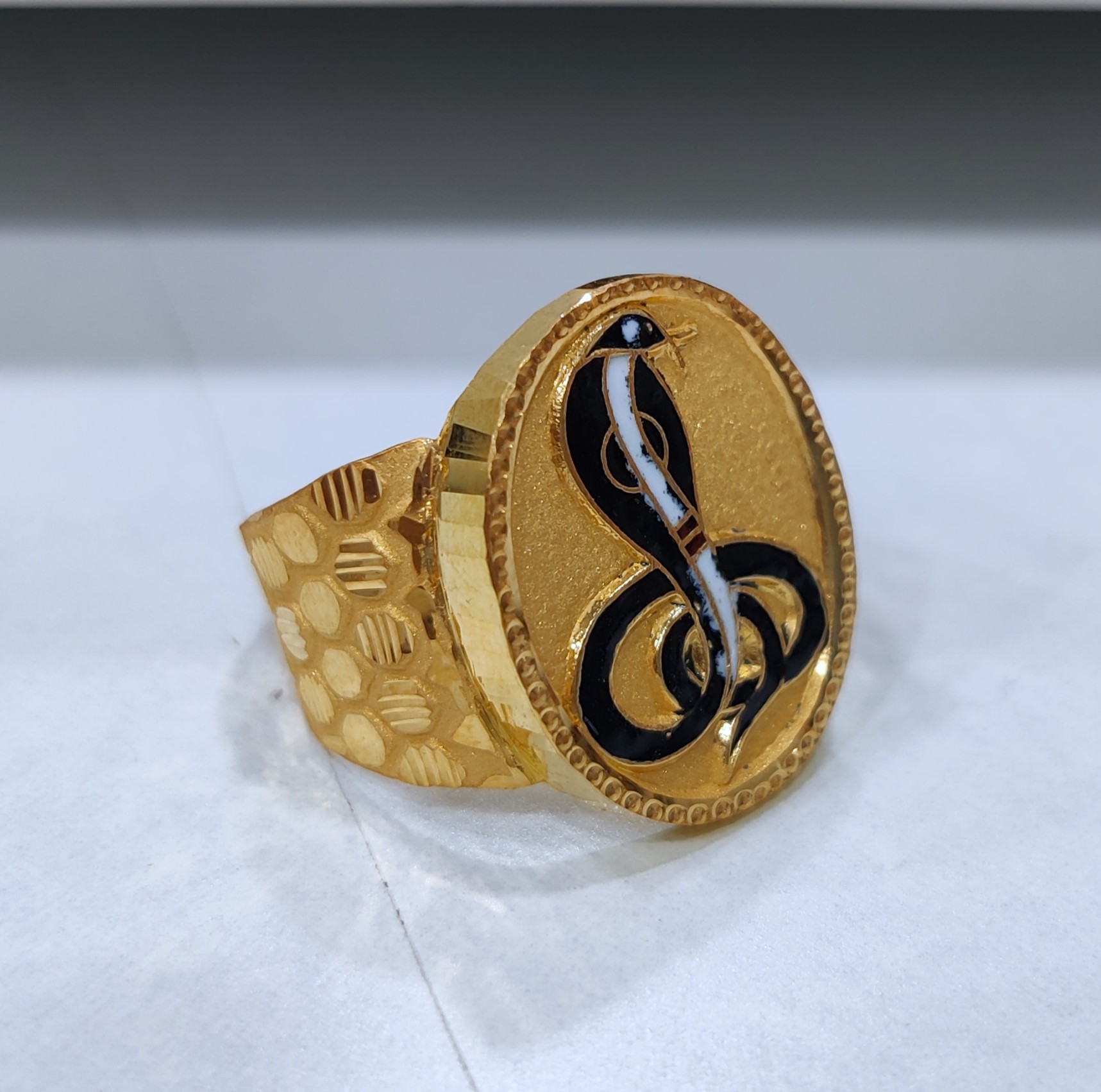 916 Gold Goga Maharaj Minakari Ring-11