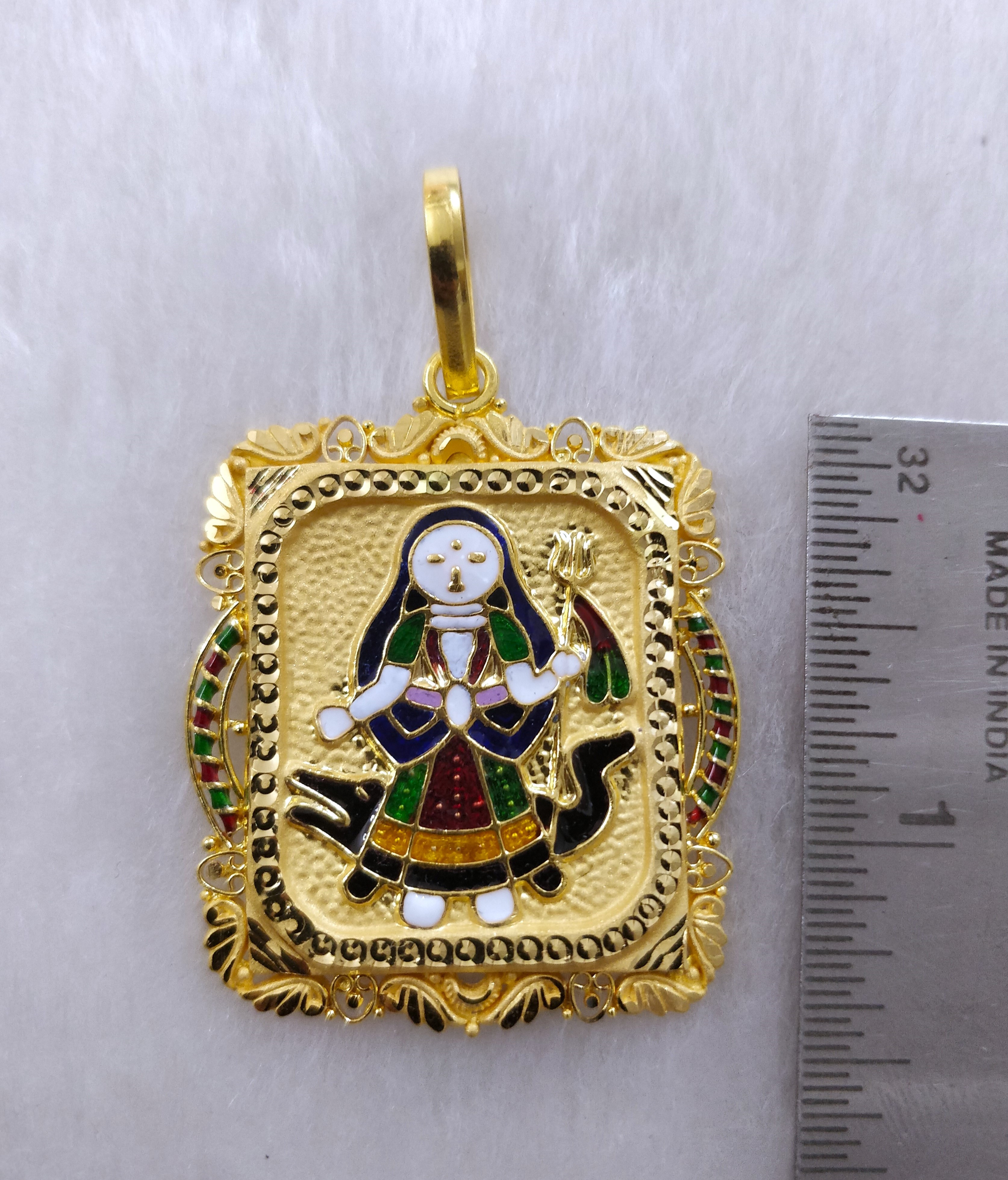916 Gold Fancy Khodiyar Maa Minakari Pendant