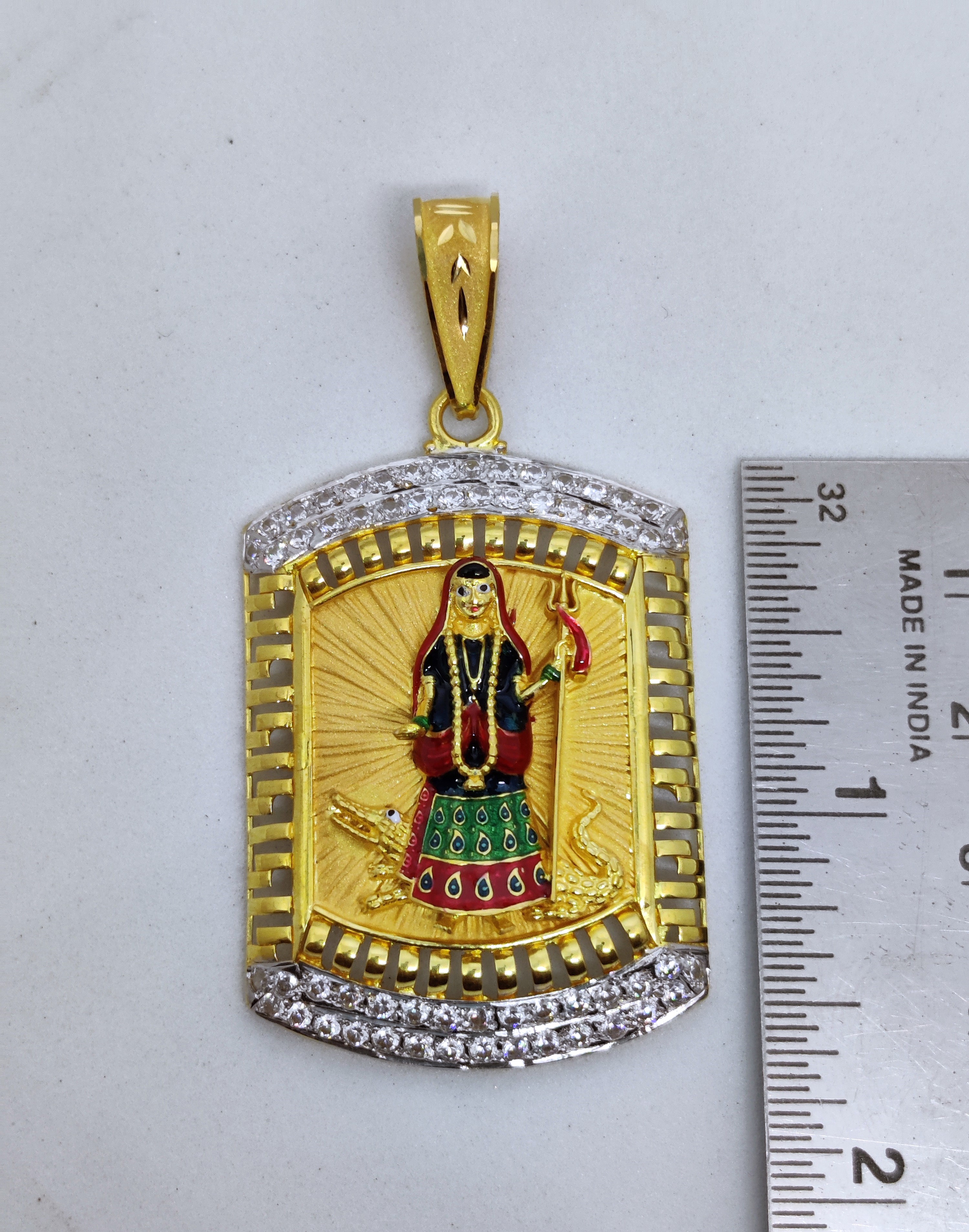 916 Gold Fancy Khodiyar Maa Pendant