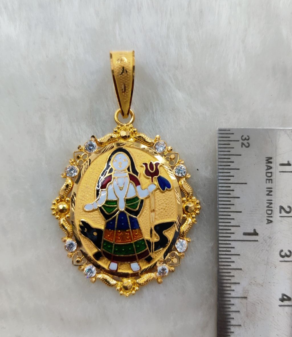 916 Gold Fancy Khodiyar Maa Pendant
