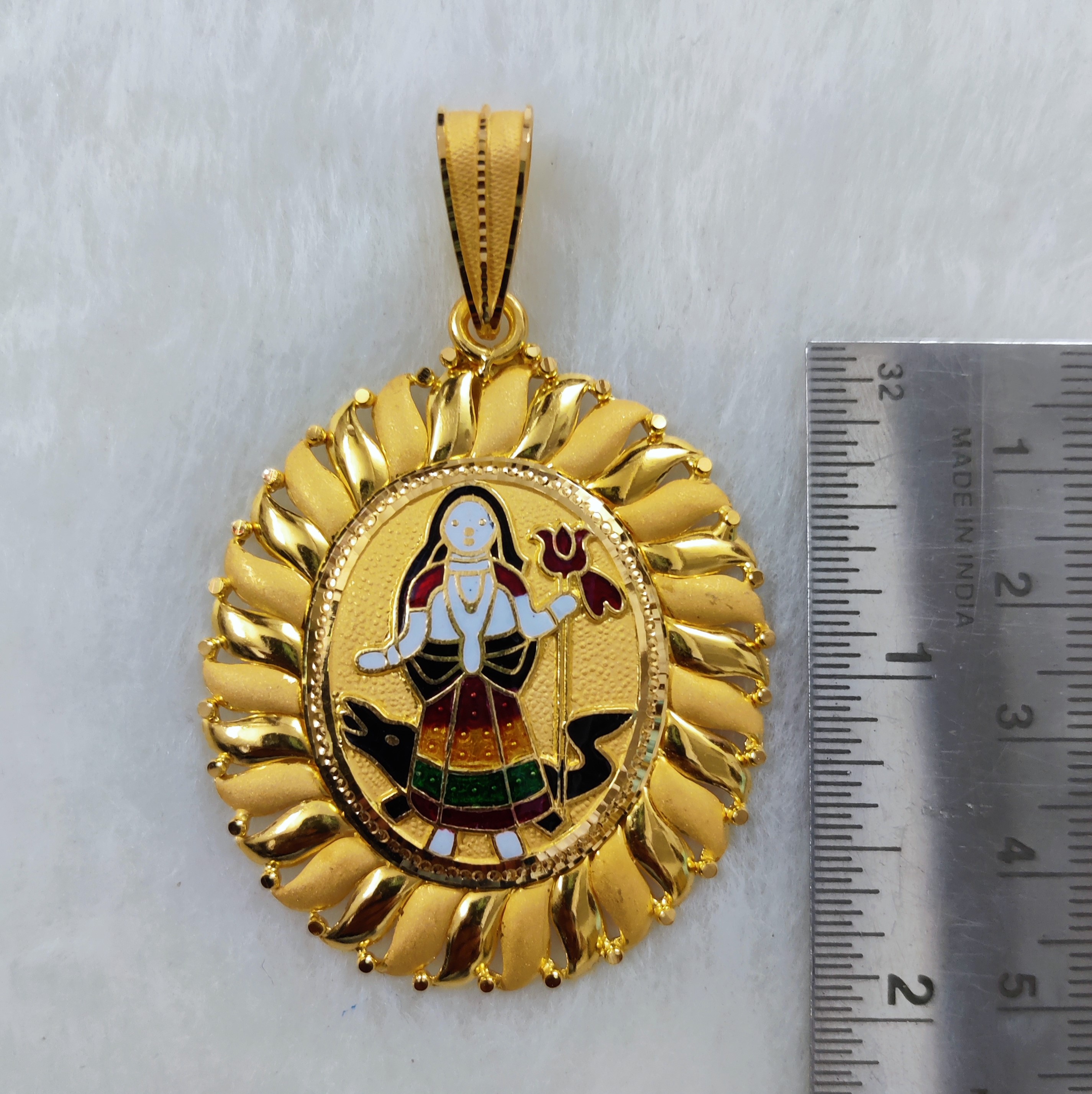916 Gold Khodiyar Maa Minakari Pendant