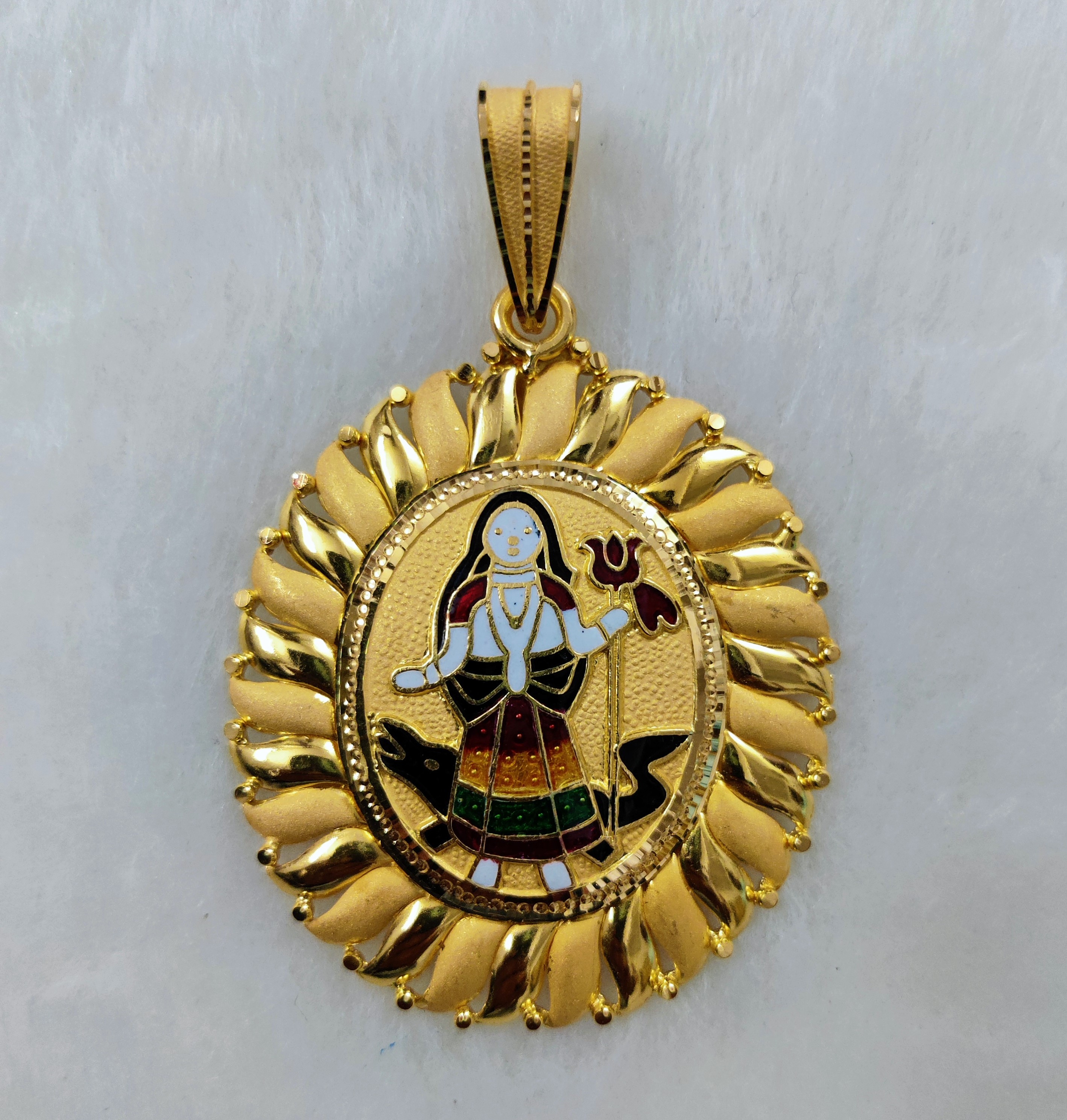 916 Gold Khodiyar Maa Minakari Pendant
