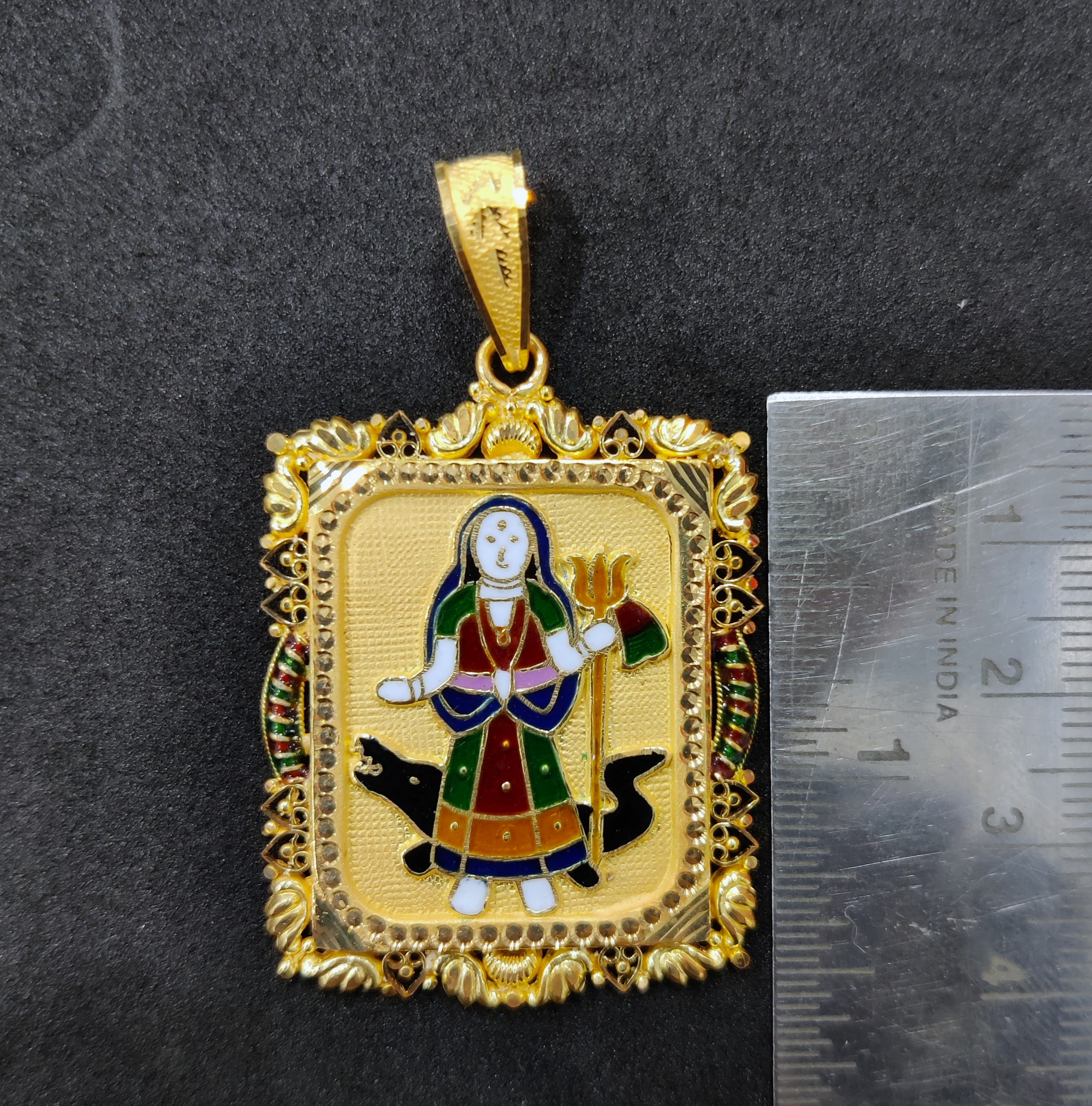 916 Gold Khodiyar Maa Minakari Pendant