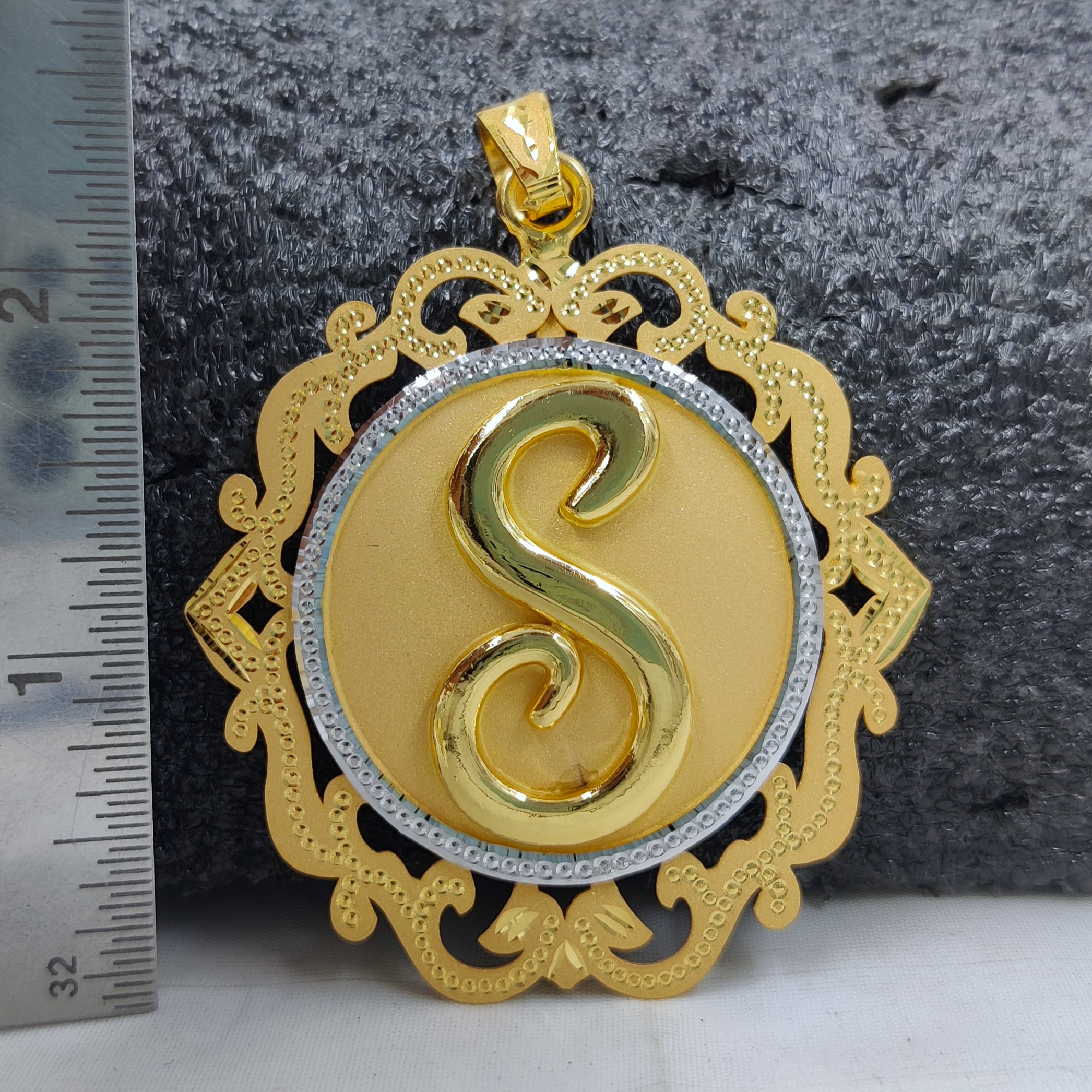 916 Gold Fancy First Letter "S" Pendant-45