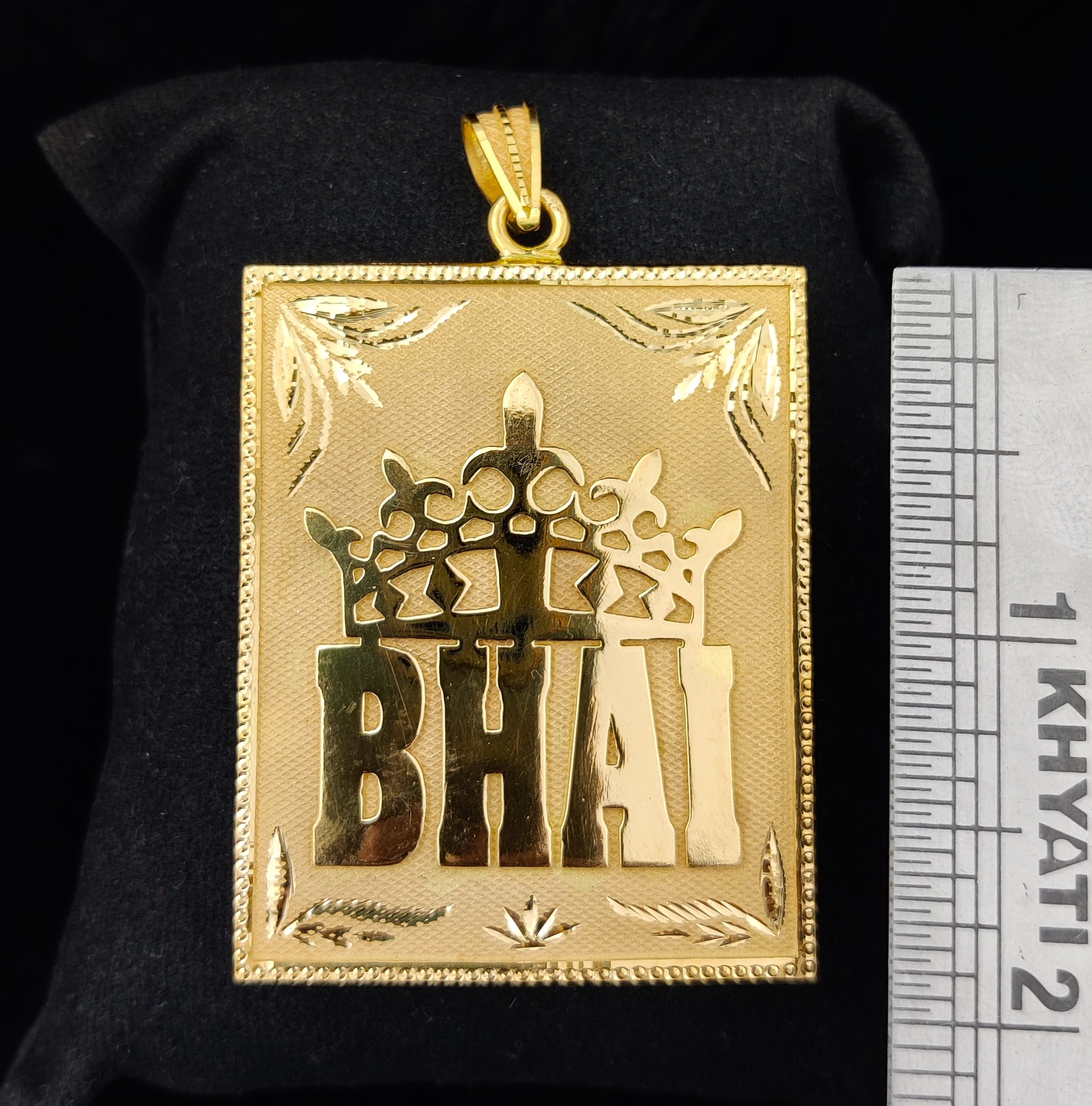 916 Gold Fancy "BHAI" Named Pendant-49