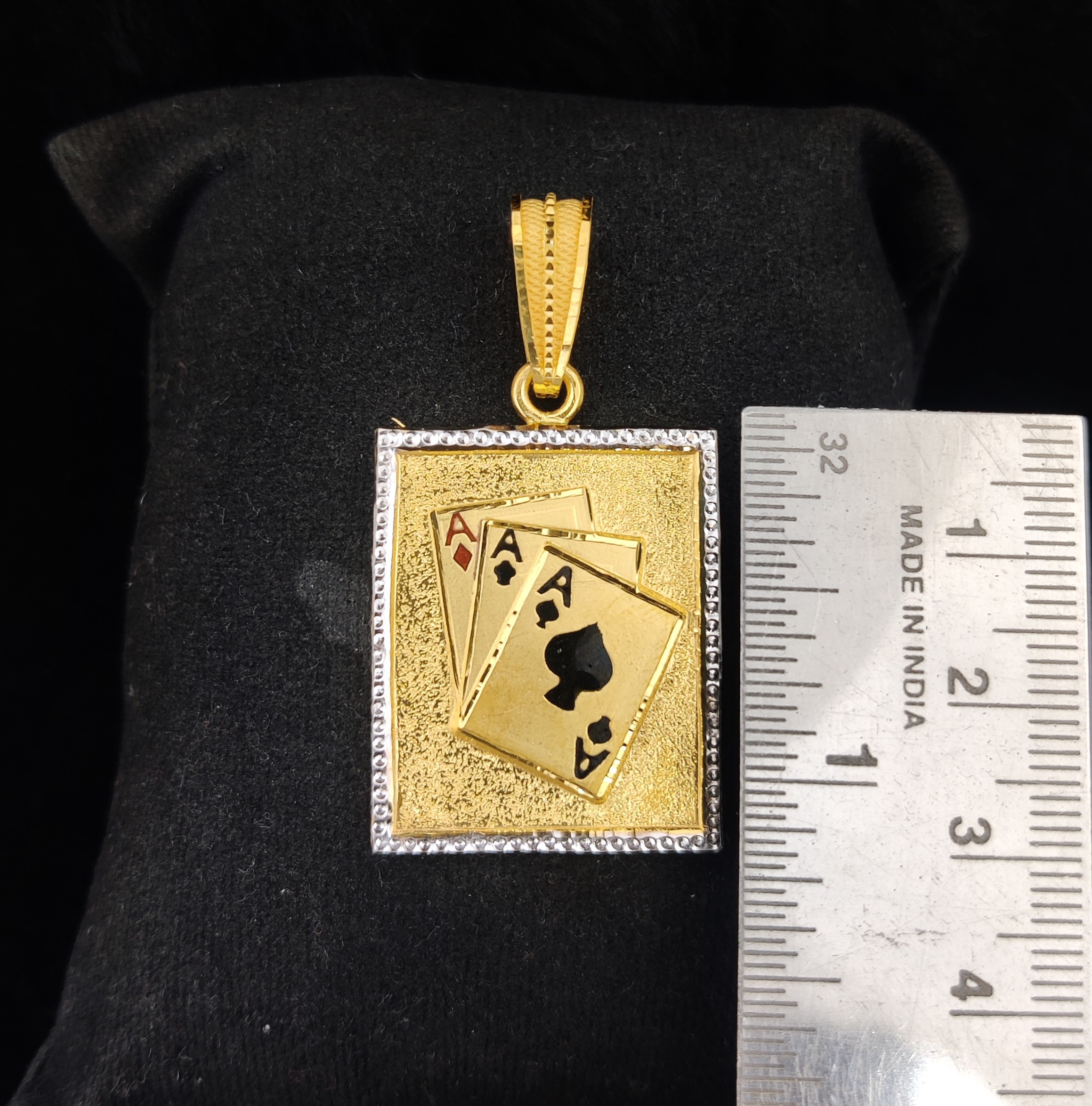 916 Gold Fancy Card Minakari Pendant-51