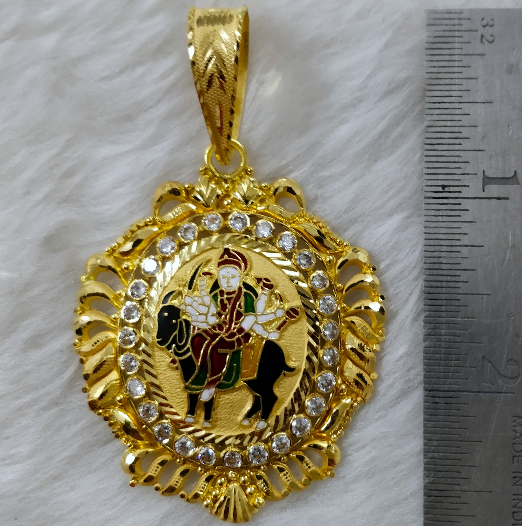 916 Gold Fancy Meladi Maa Minakari Pendant-1