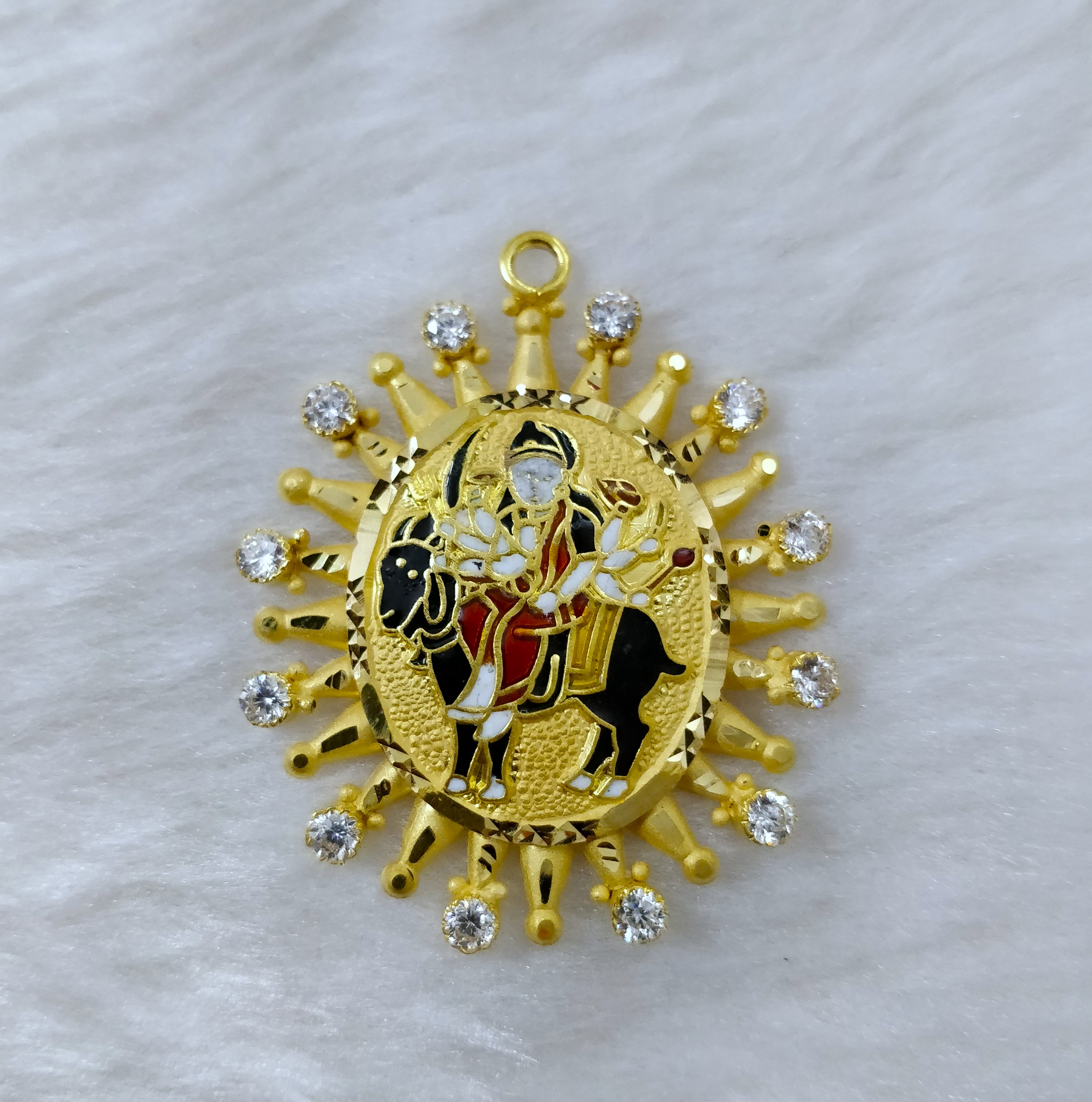 916 Gold Meladi Maa Minakari Pendant-2