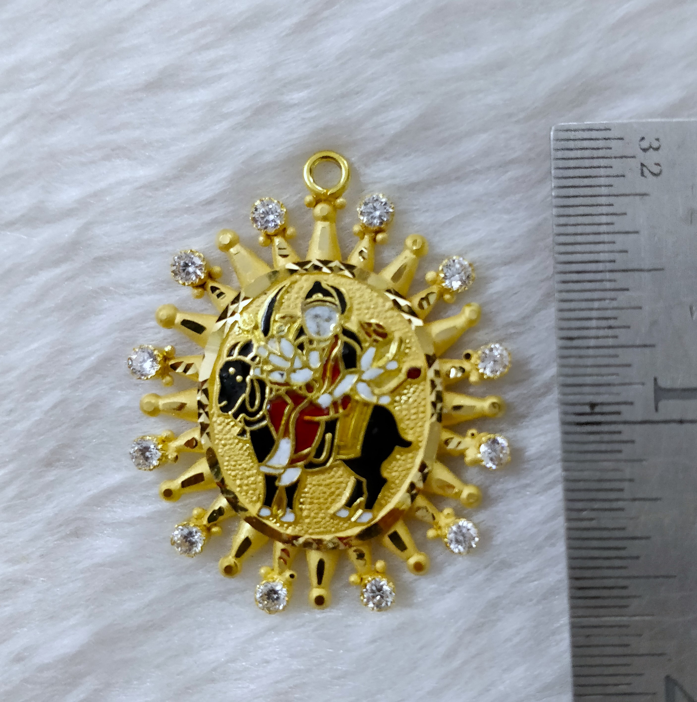 916 Gold Meladi Maa Minakari Pendant-2