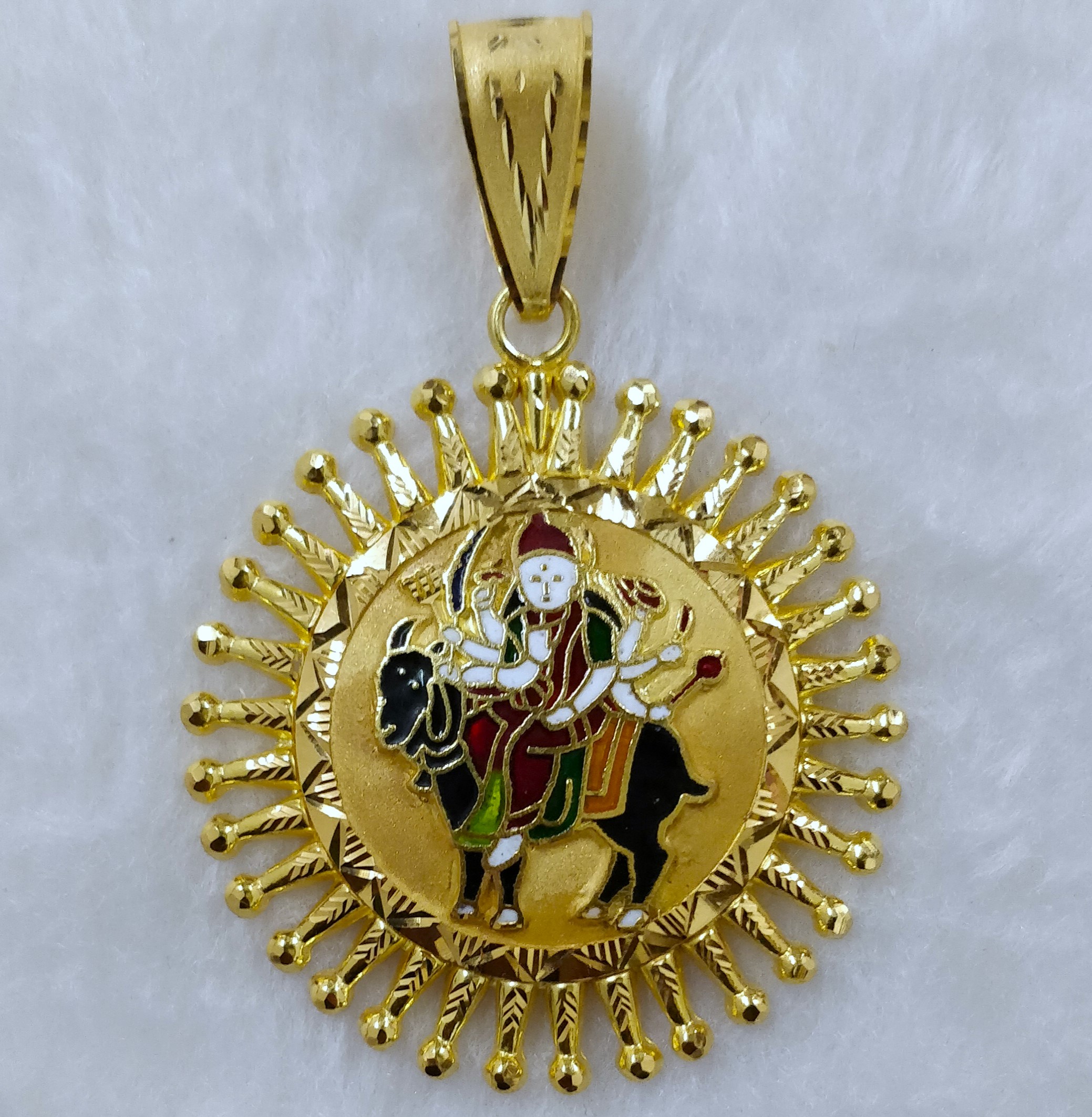 916 Gold Meladi Maa Minakari Pendant-3