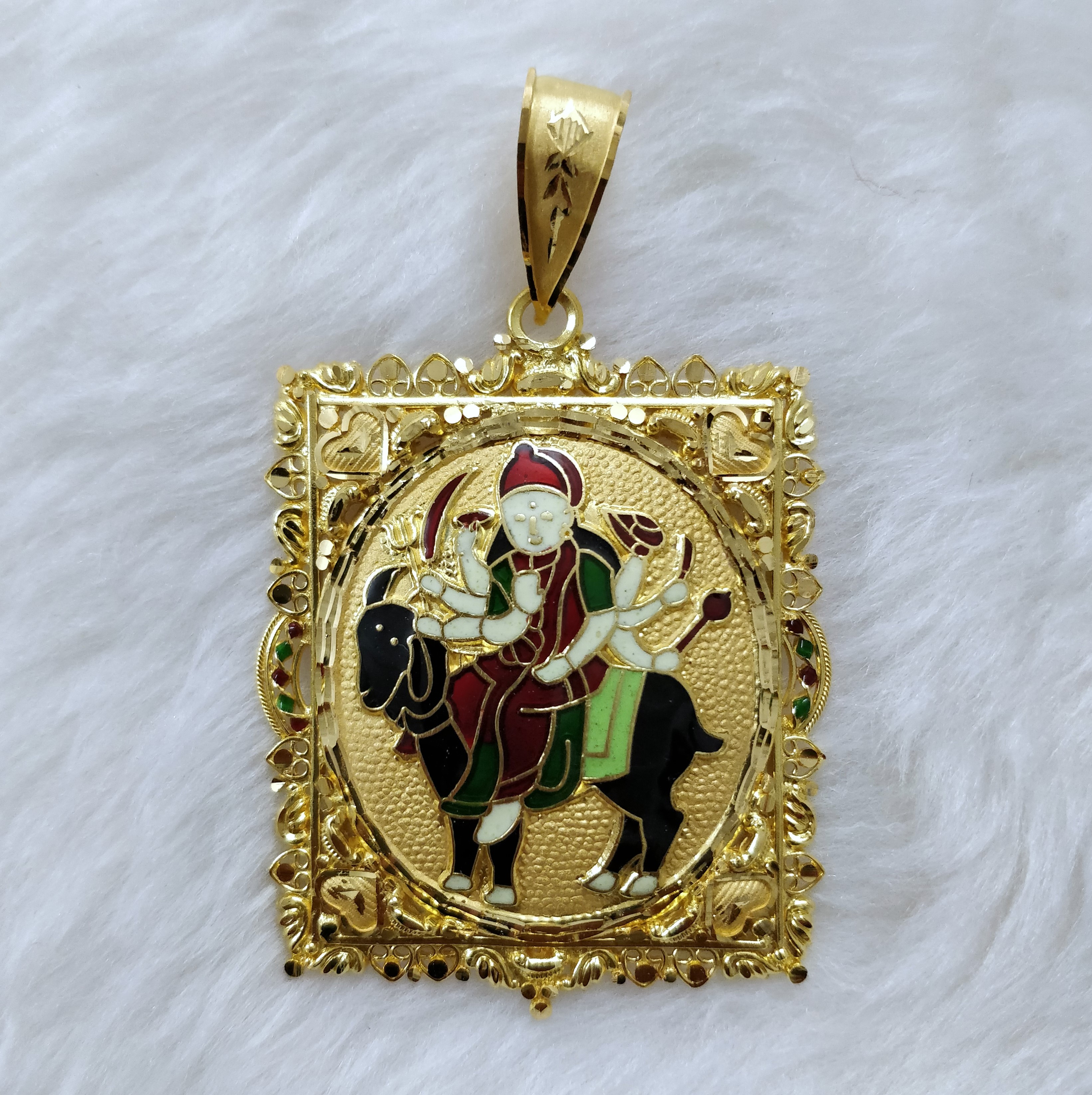 916 Gold Meladi Maa Minakari Pendant-4