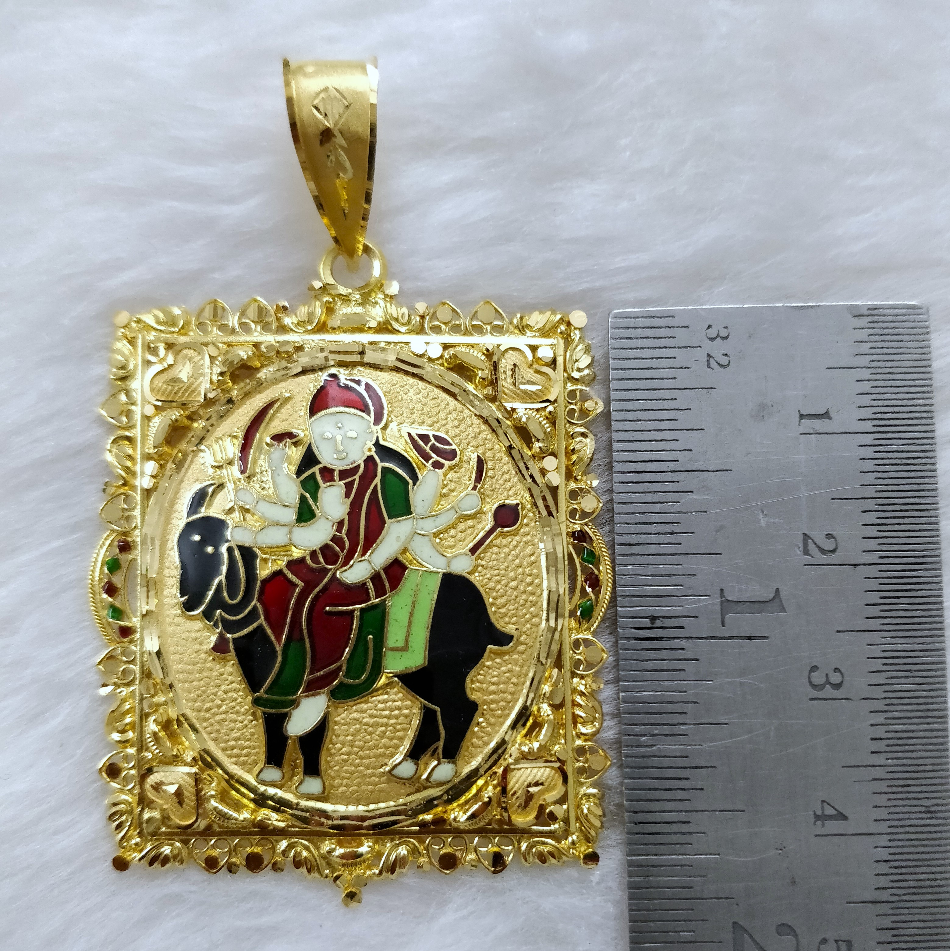 916 Gold Meladi Maa Minakari Pendant-4