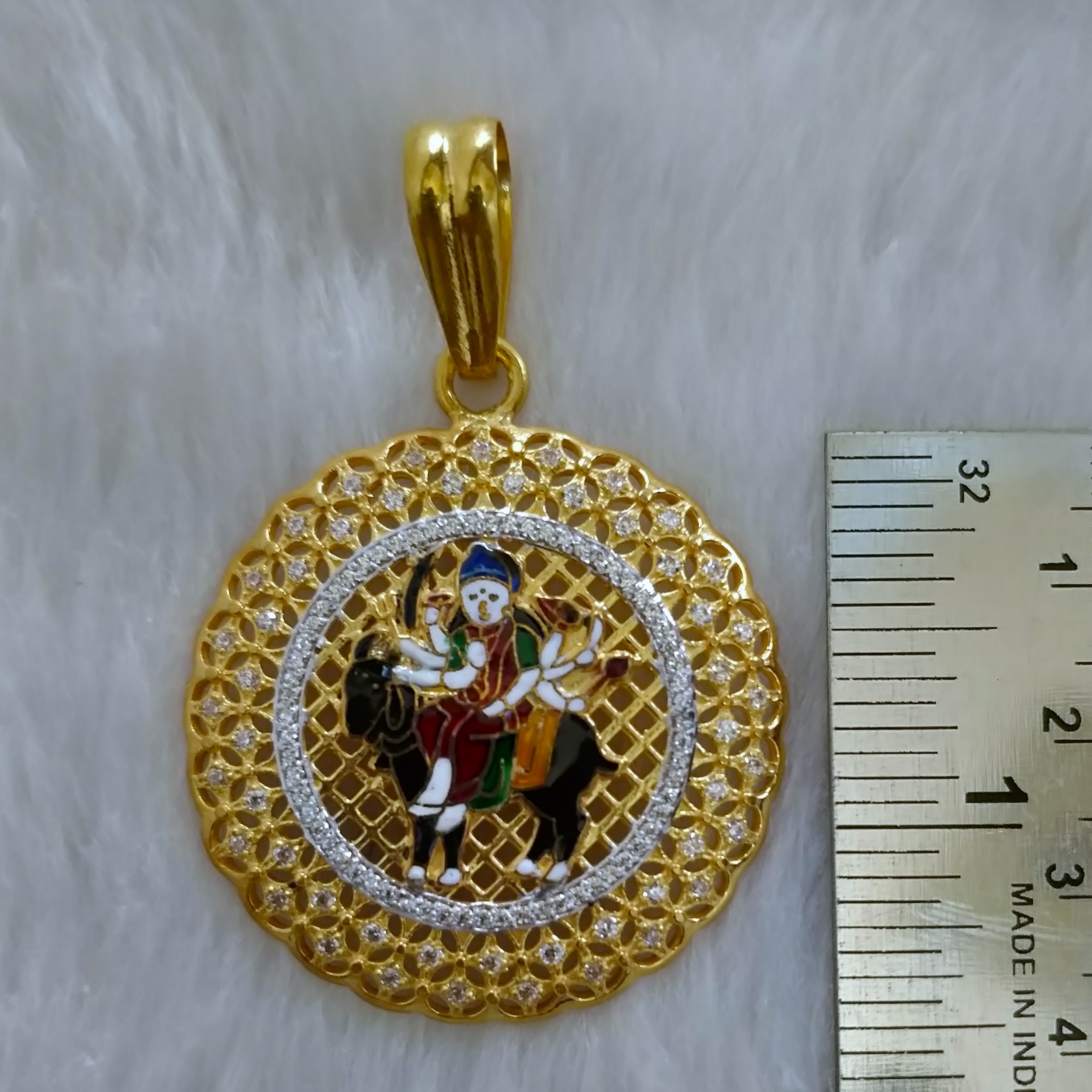 916 Gold Fancy Meladi Maa Minakari Pendant-8