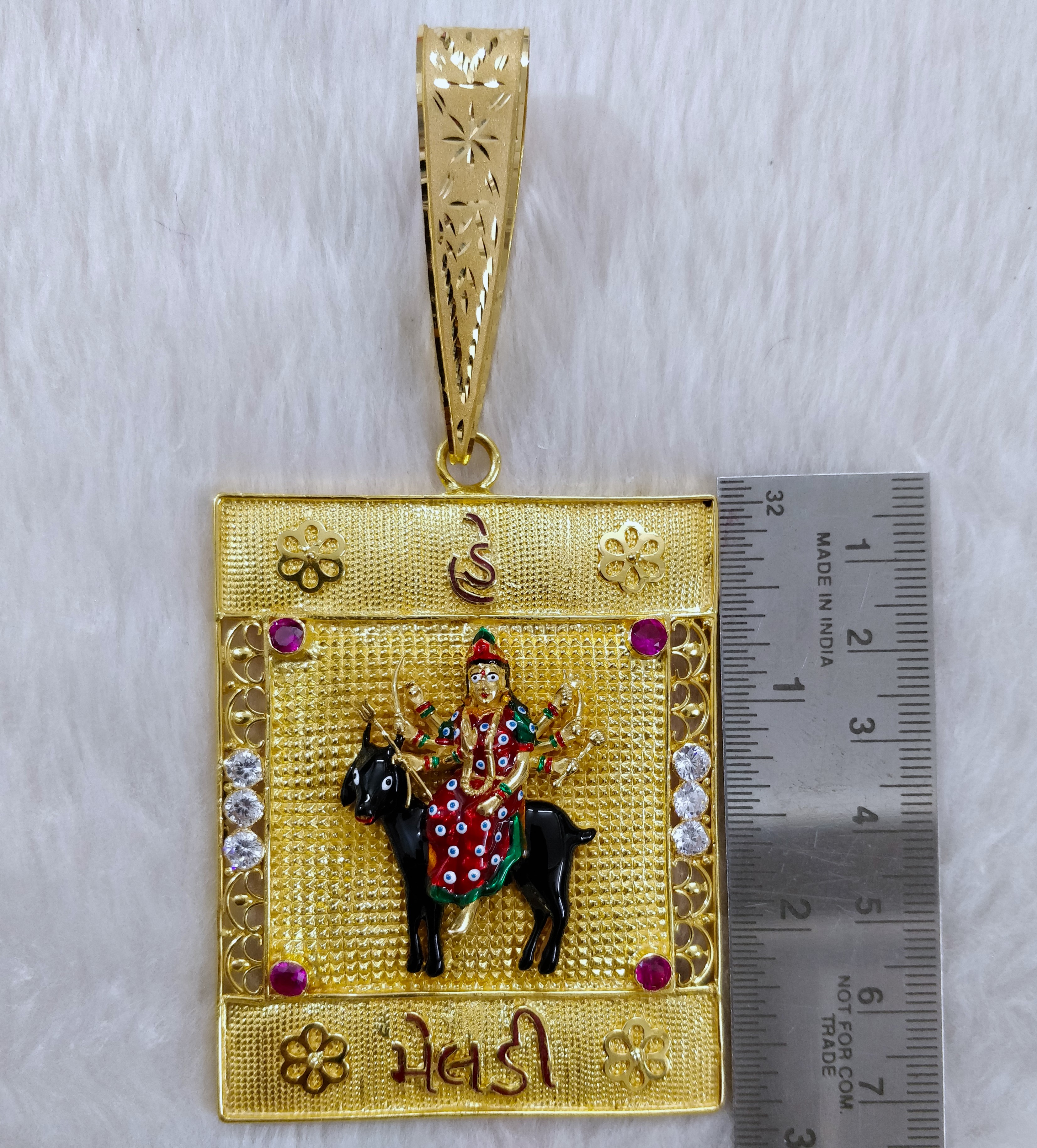 916 Gold Meladi Maa Minakari Pendant-10