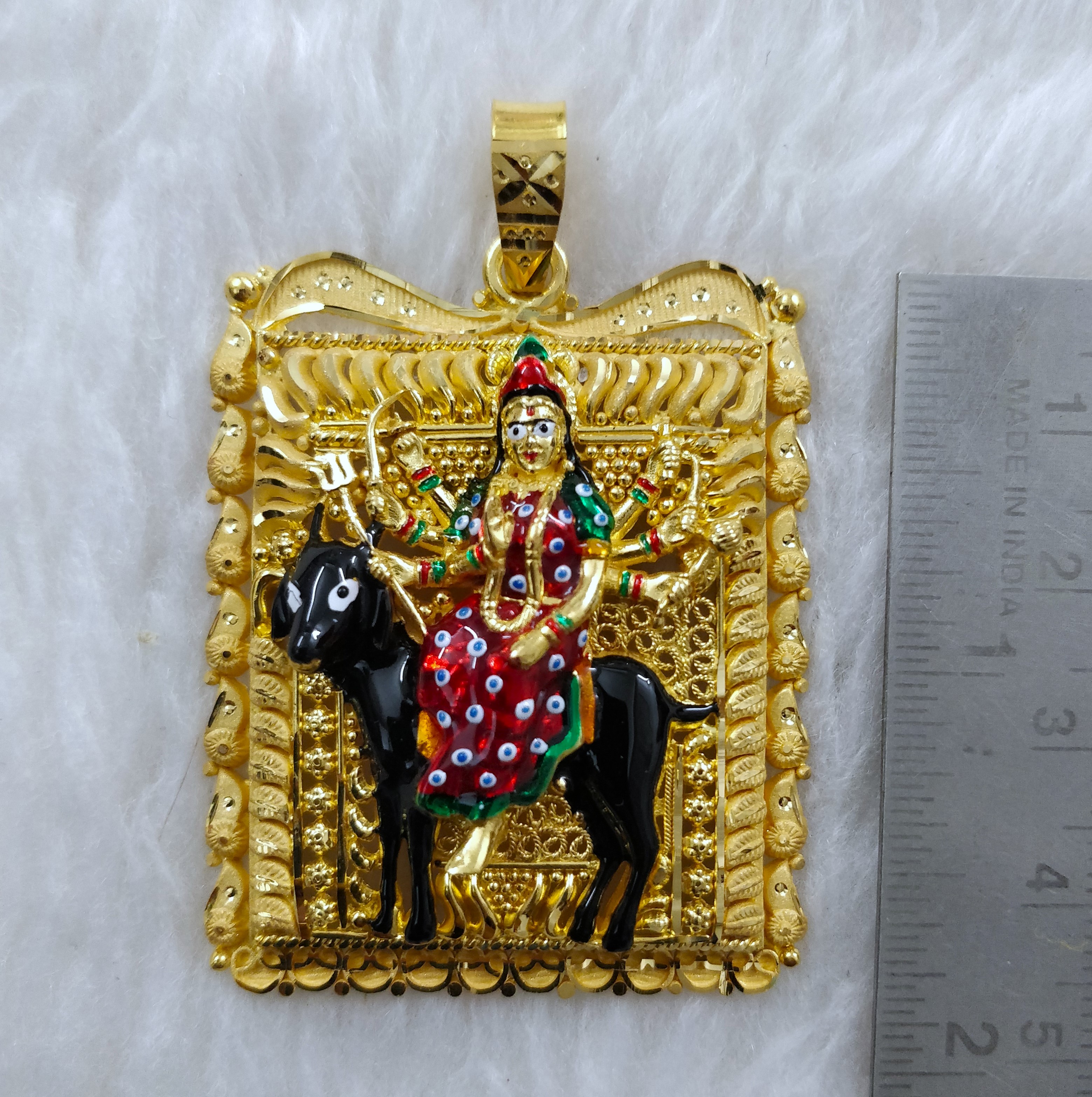 916 Gold Meladi Maa Minakari Pendant-11