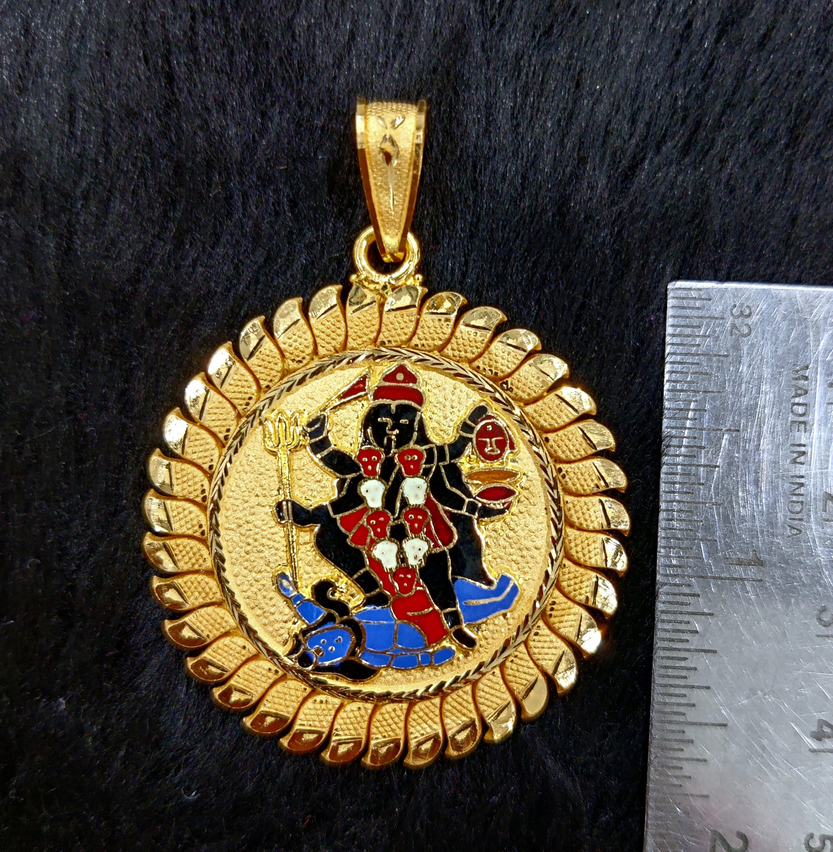 916 Gold Mahakali Maa Minakari Pendant-17