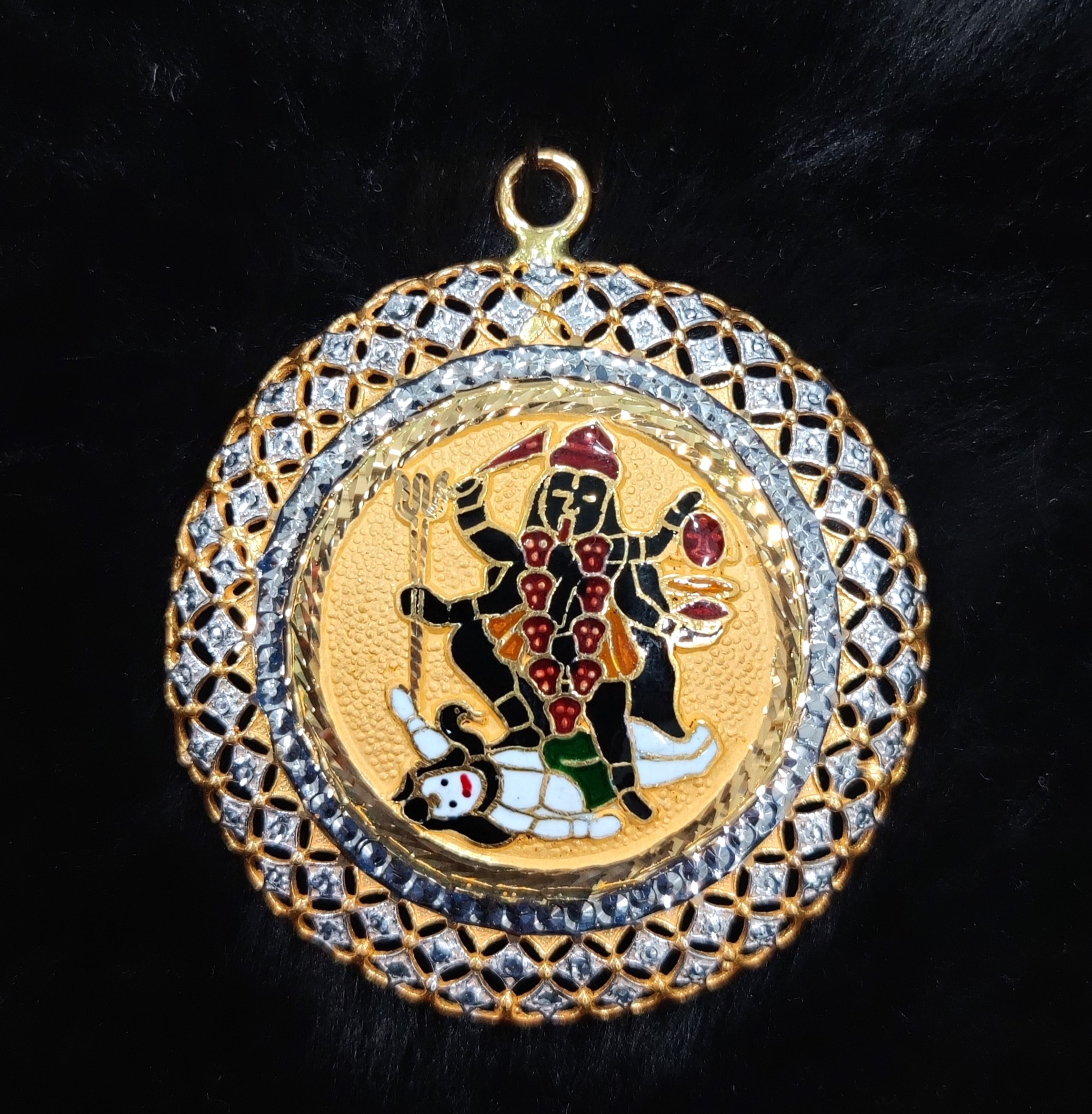 916 Gold Fancy Mahakali Maa Minakari Pendant-19