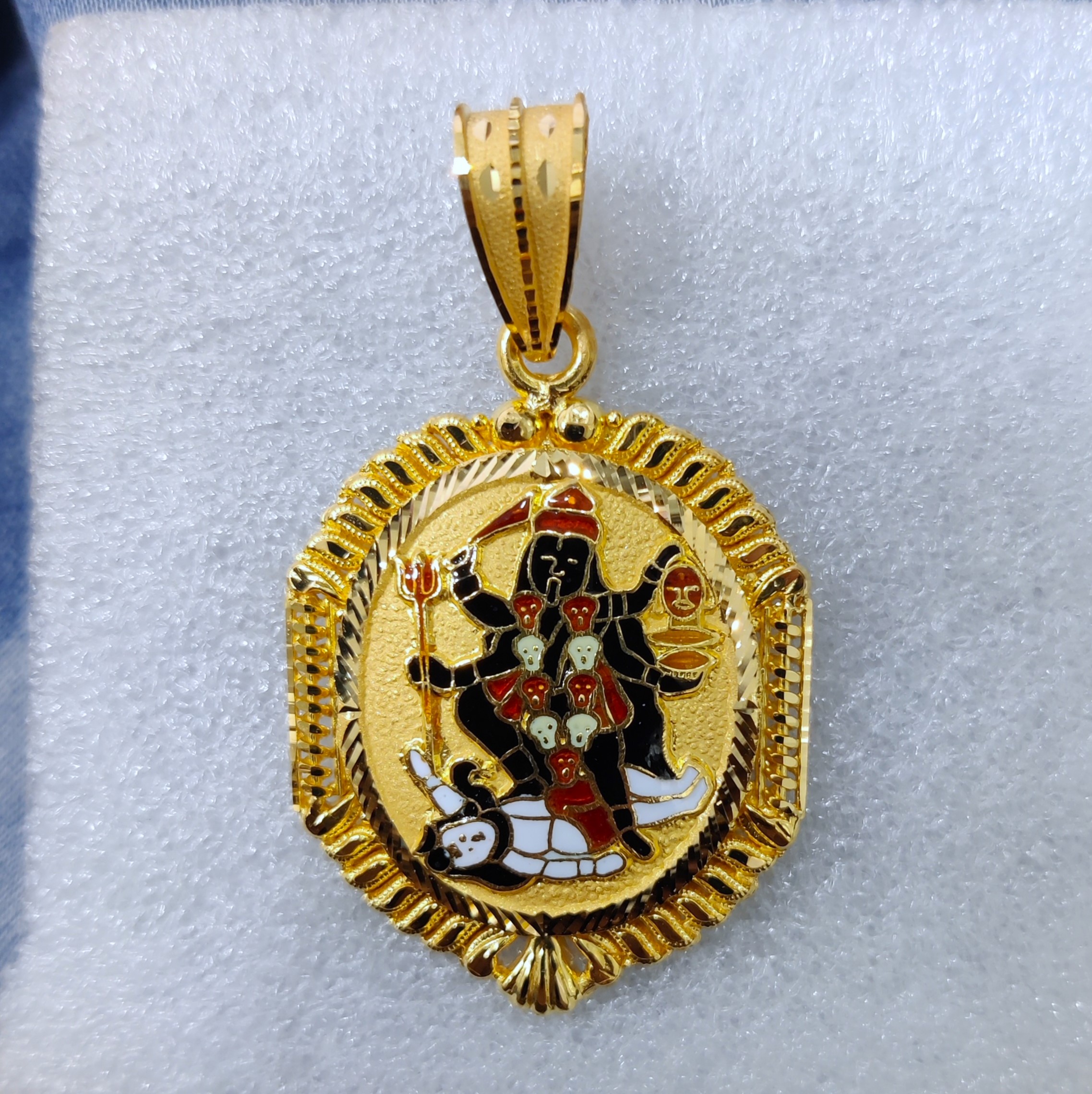 916 Gold Handmade Mahakali Maa Minakari Pendant-20