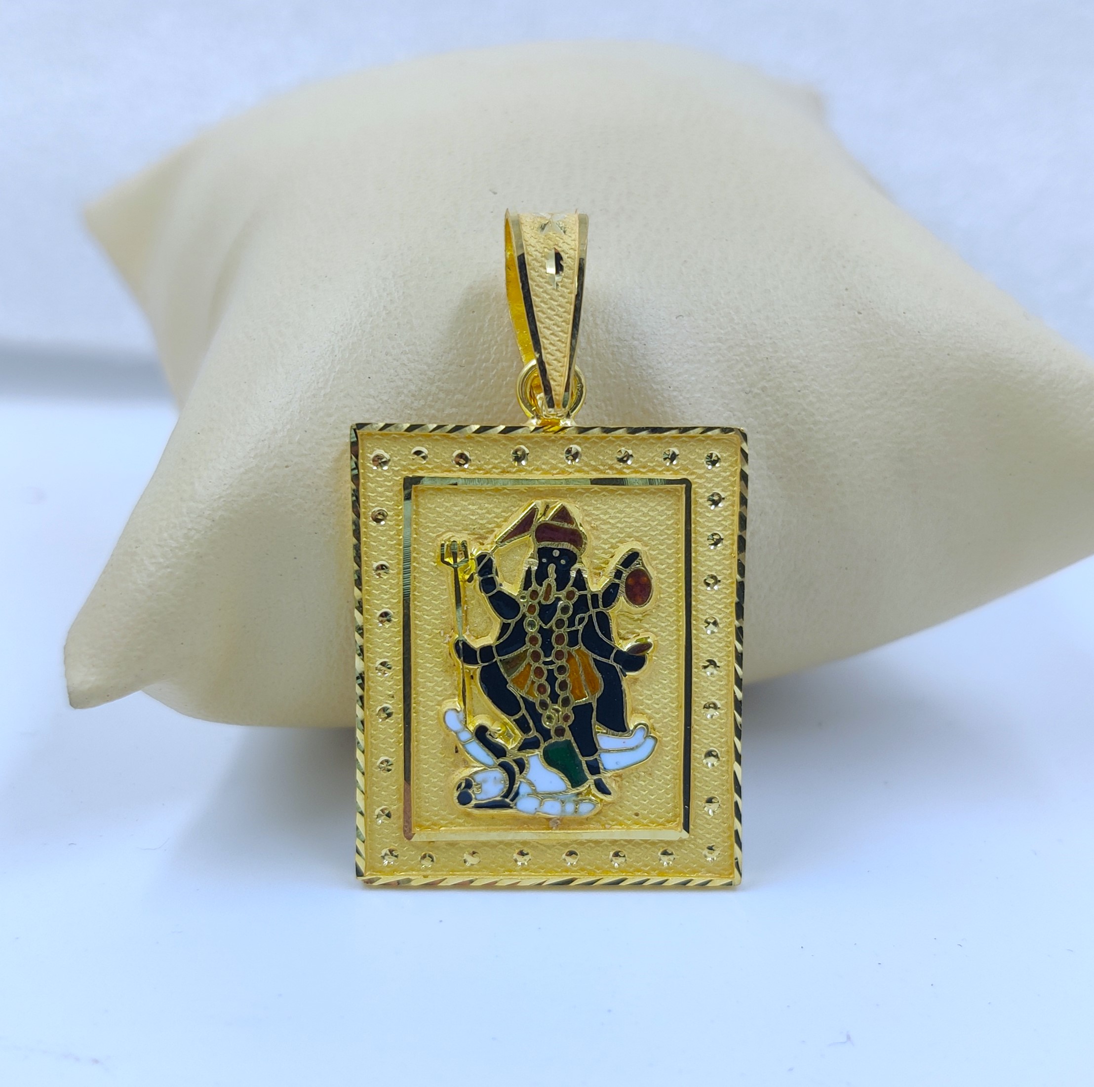 916 Gold Handmade Mahakali Maa Minakari Pendant-23