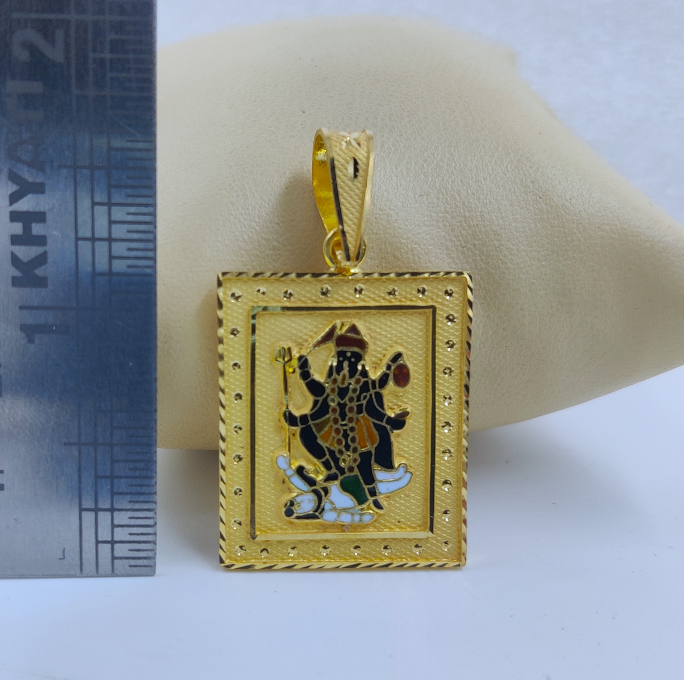 916 Gold Handmade Mahakali Maa Minakari Pendant-23
